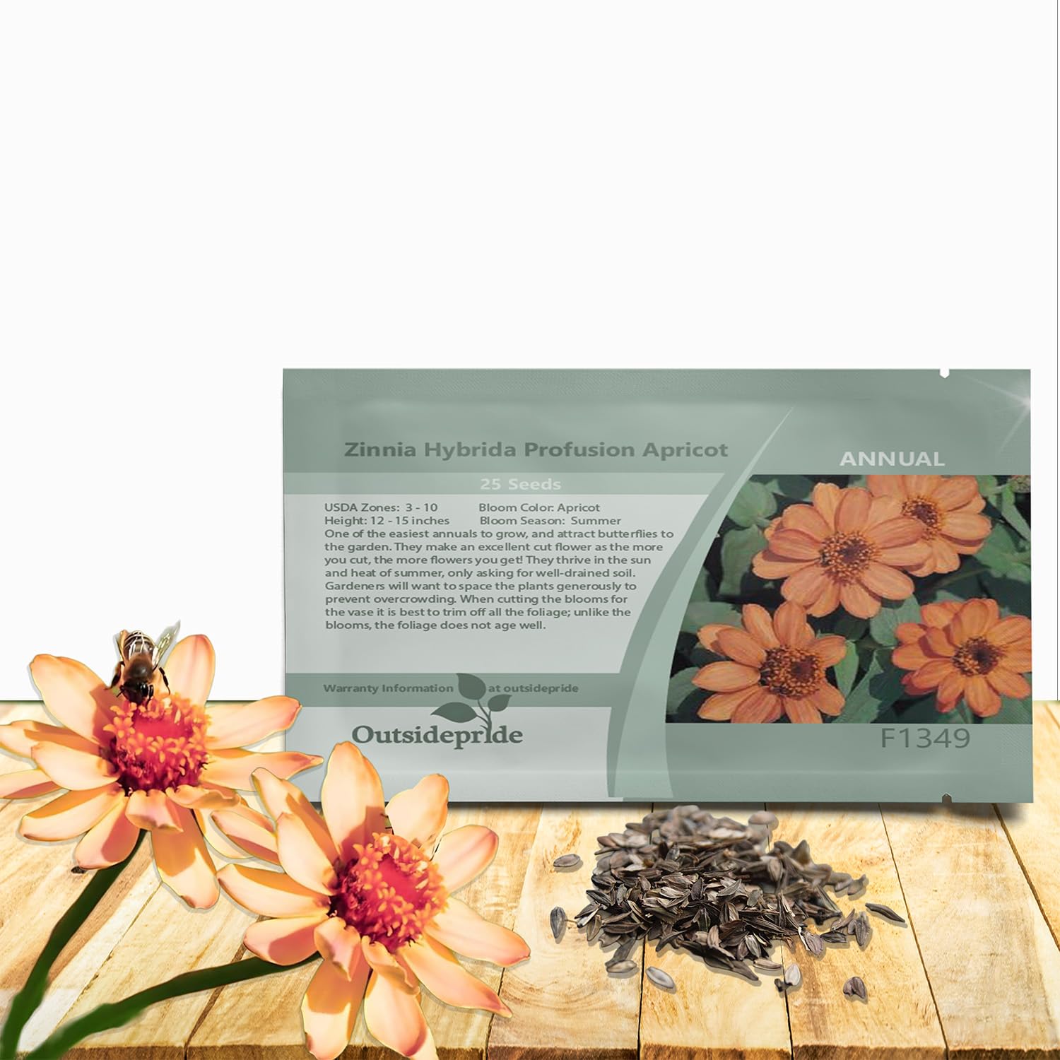 Amazon.com : Outsidepride Profusion Apricot Zinnia Seeds - 25 Pcs