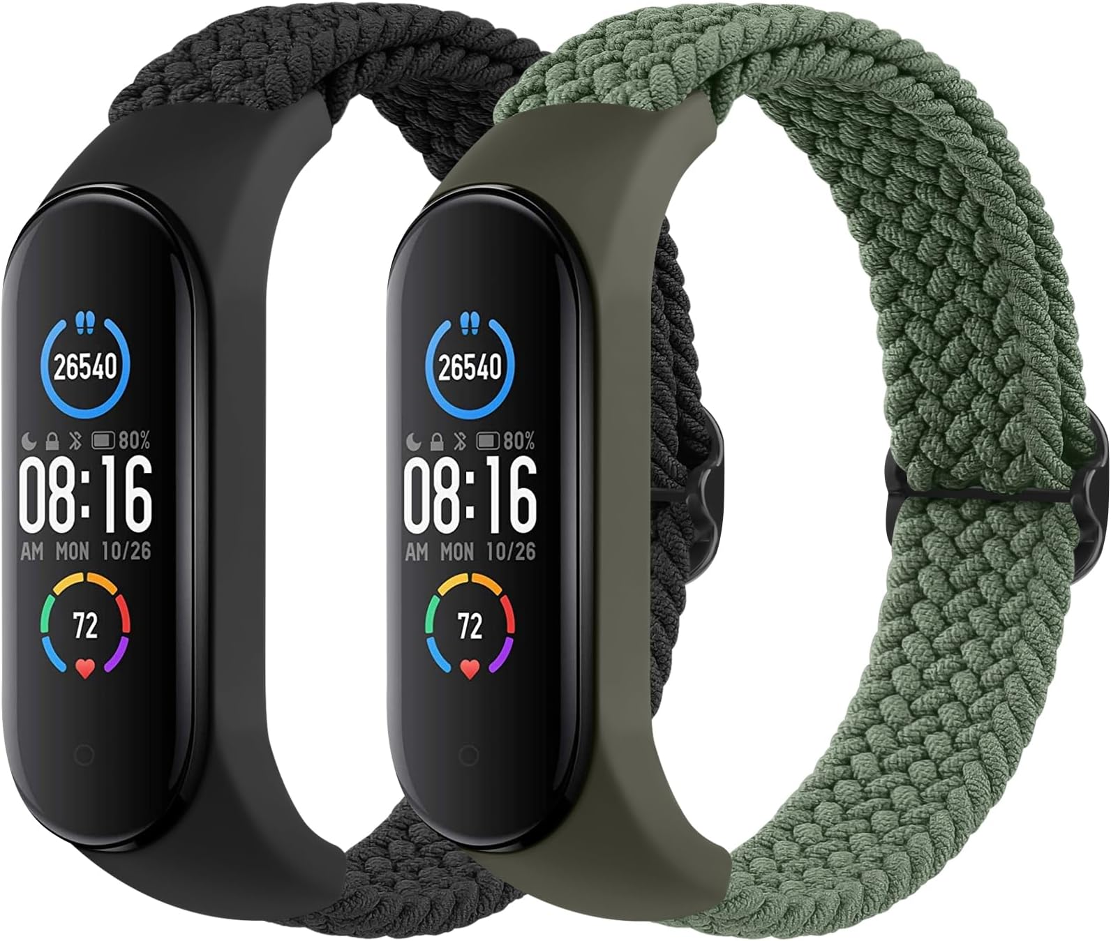 2 Pack Nylon Bands for Xiaomi Mi Band 7/6/5/4/3, Soft Braided Nylon Solo Sport Replacement Straps