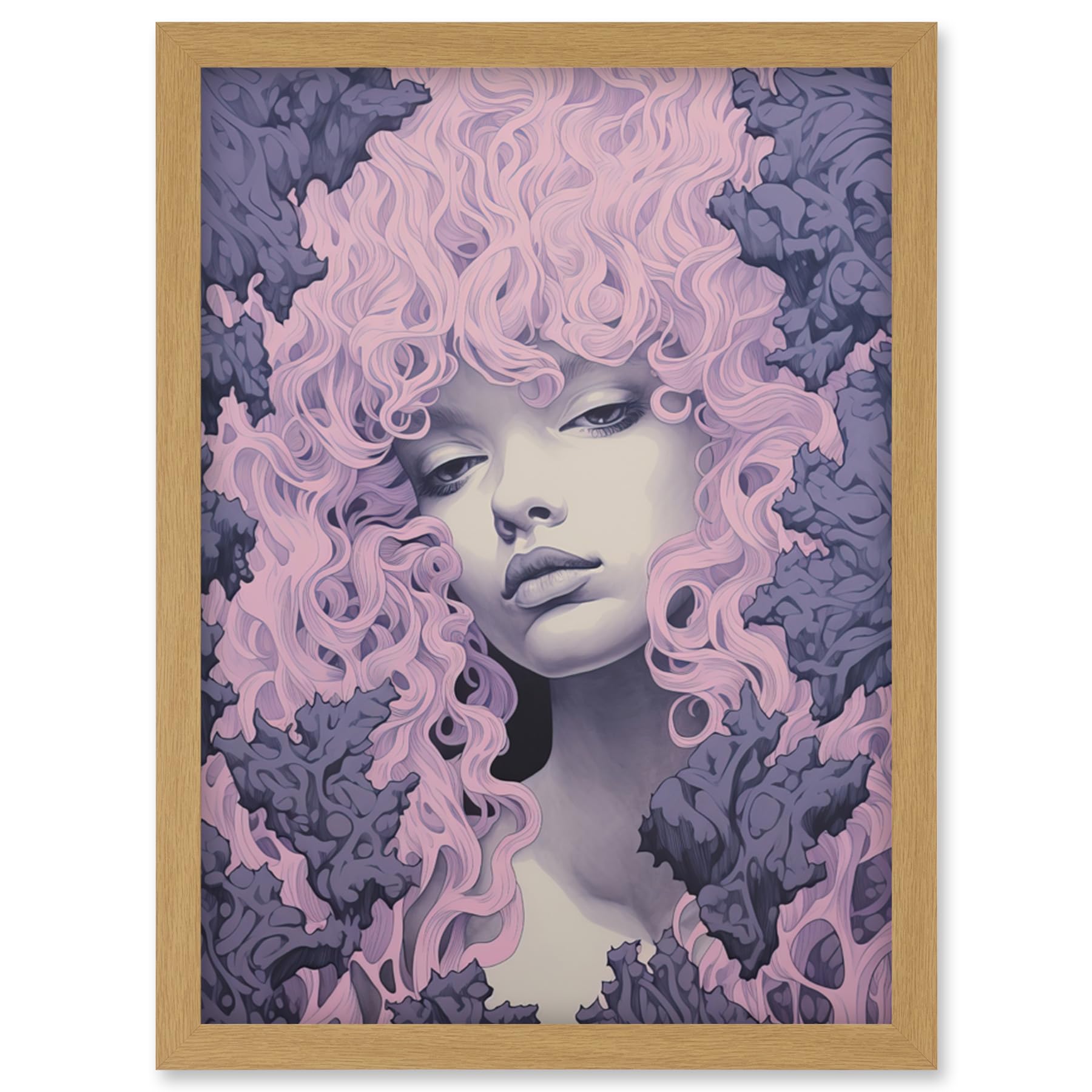 Artery8 Tree Nymph Lavender Purple Pink Woodland Forest Spirit Conceptual Artwork Framed Wall Art Print A4