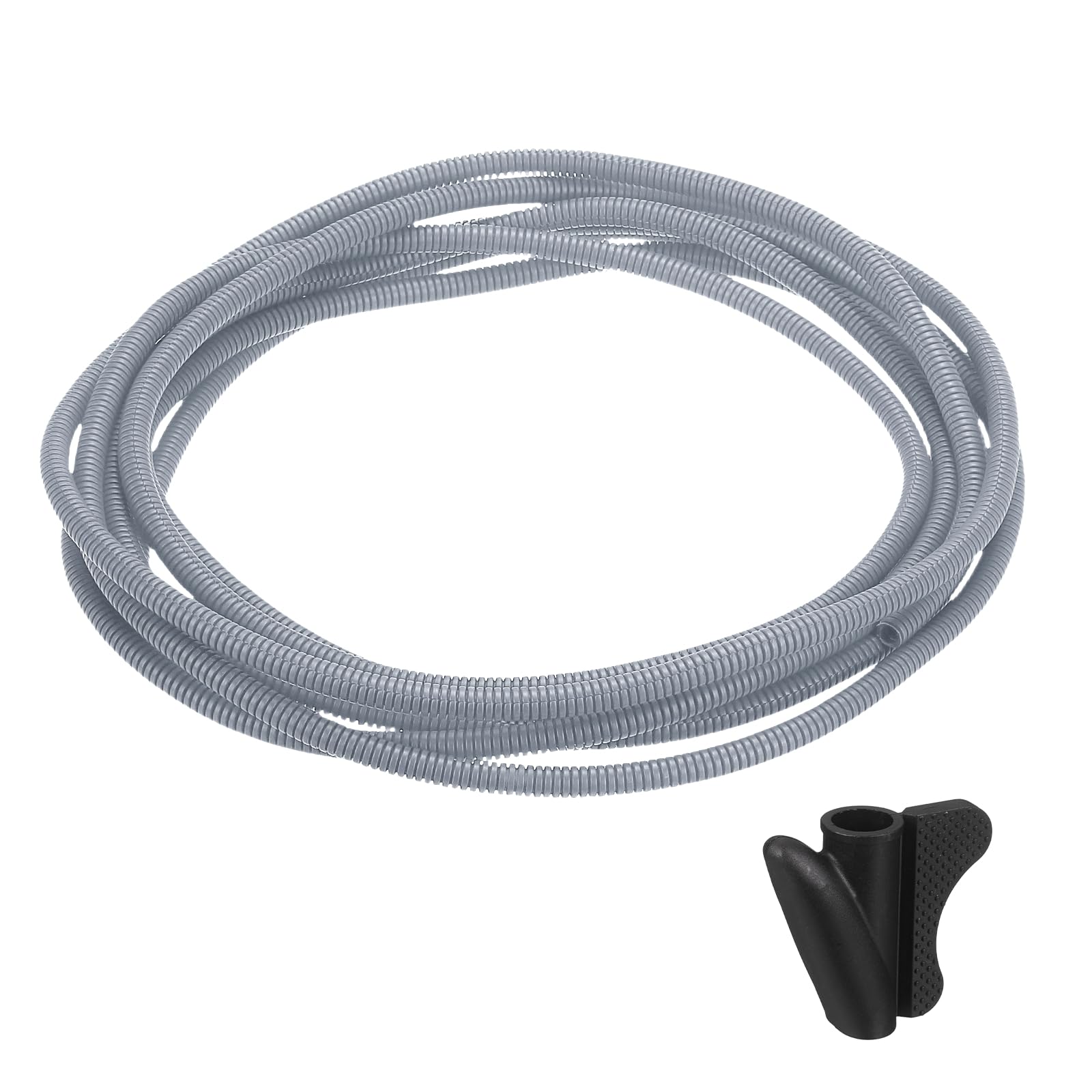sourcing map Split Wire Loom Tubing 1/4"(6.5mm) ID 20FT(6m) with Installation Tool, Heat & Cold Resistant -40F to 257F Plastic Flexible Conduit Cord Protector for Electrical Wires Cable, Gray