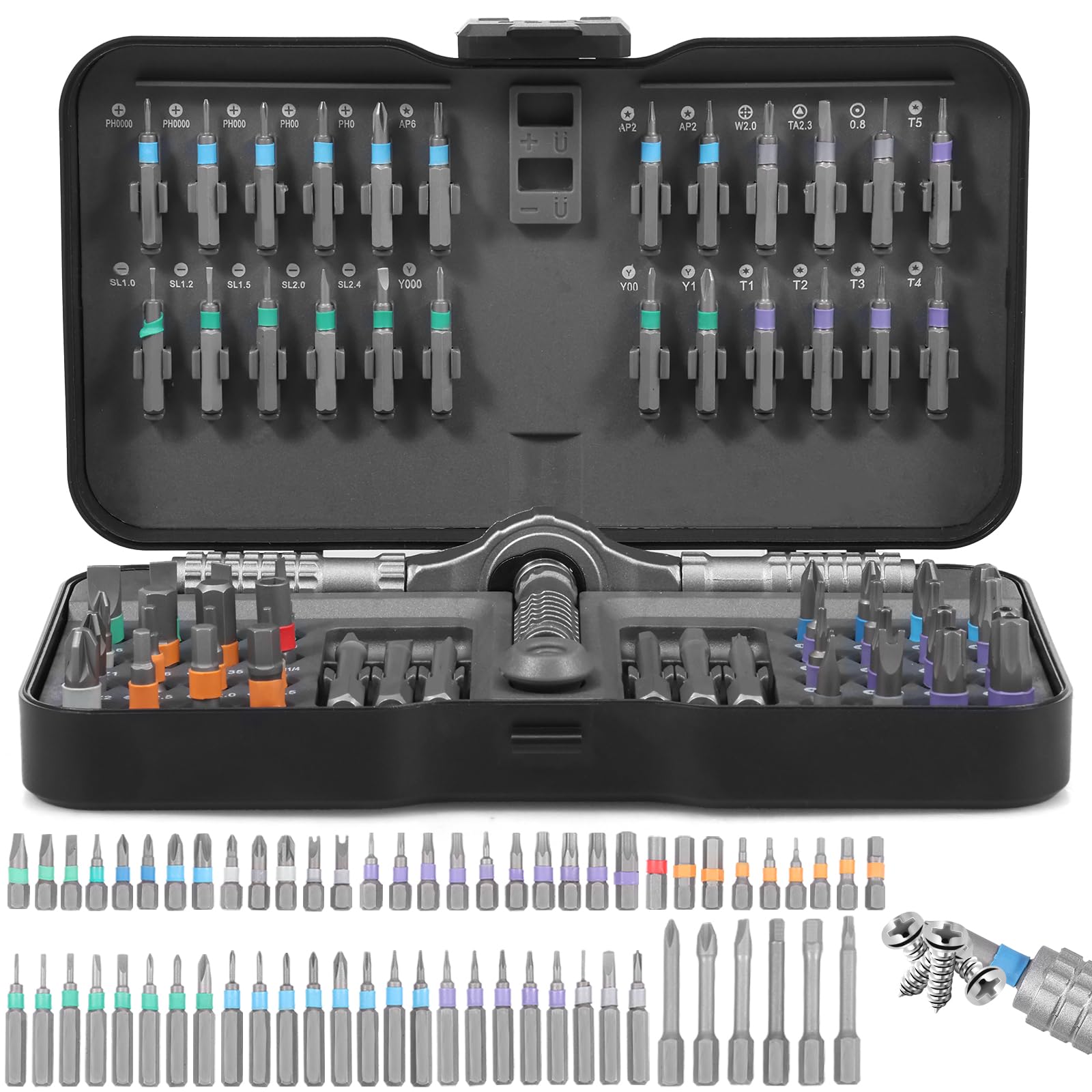 66 in1 Magnetic Screwdriver Set S2 Steel Bits Multi Bit Ratcheting Screw Driver Set with Storage Case Ratchet Screwdriver Sets for Furniture Precision Electrical Appliance Repair