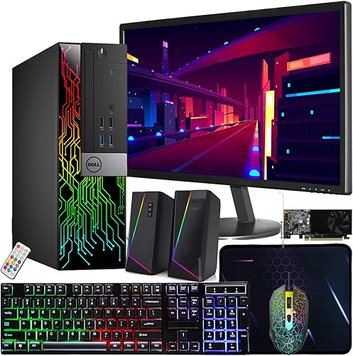 Dell Computadora OptiPlex 5060 SFF RGB, Intel Core i5-8500, RX 550 4GB GDDR5, 32GB RAM, 512GB NVMe, 1TB HDD, monitor HDMI de 22 pulgadas, altavoces