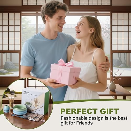 Miniatura 7 de Juego de batidor de matcha, juego de 8 piezas de matcha y kit de matcha con cuenco de cerámica, batidor, tamiz de acero inoxidable, cuchara