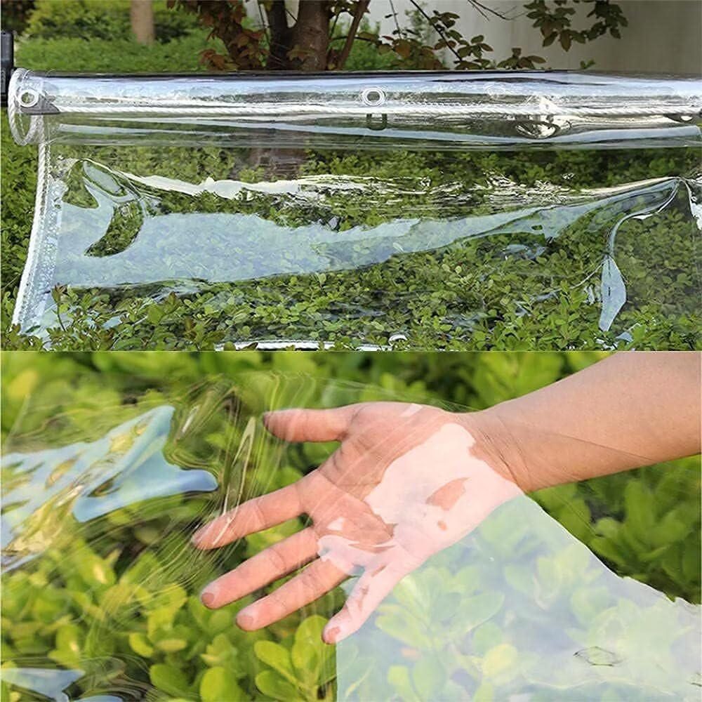 Bâche PVC imperméable - Bâche transparente ultra résistante avec œillets pour protection extérieure - 500 g/m²