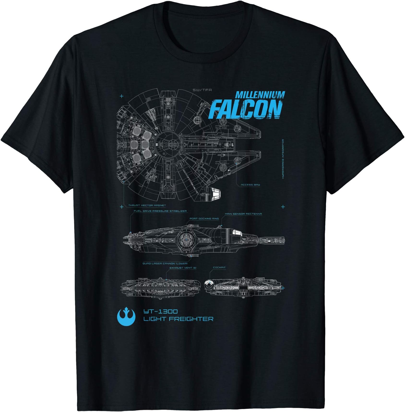 Star WarsMillennium Falcon Diagram T-ShirtOEKO-TEX STANDARD 100