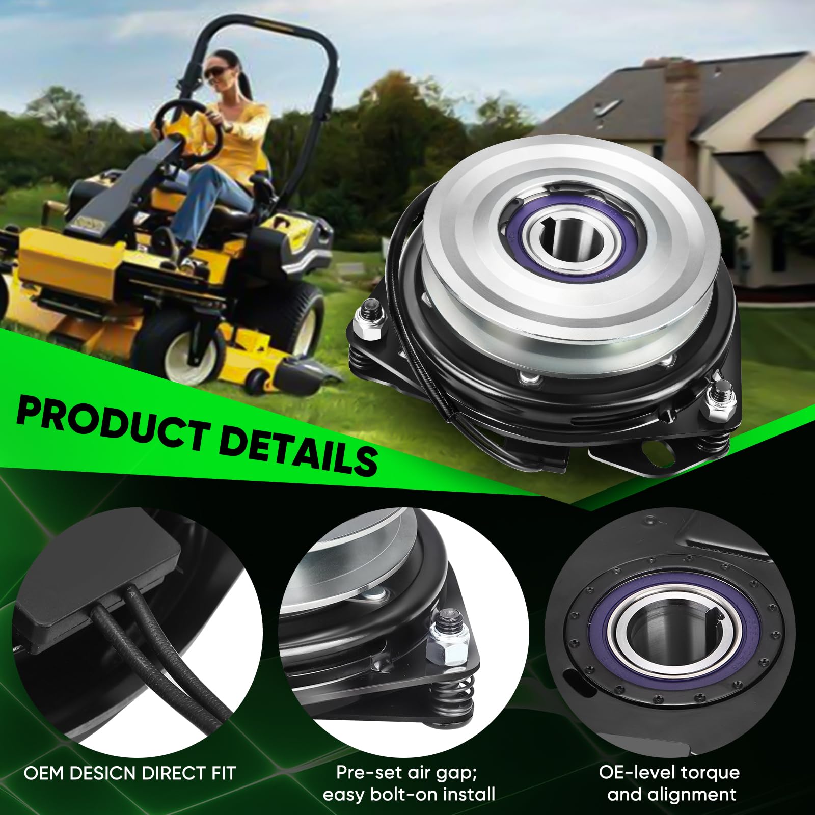 Actualización de alto par 01001979P PTO embrague para cortacéspedes Cub Cadet (Tank/Recon/M/ZT), Kubota TG1860/G y MTD MMZ de giro cero, reemplaza 01001979P, 1001979P, PET-0621