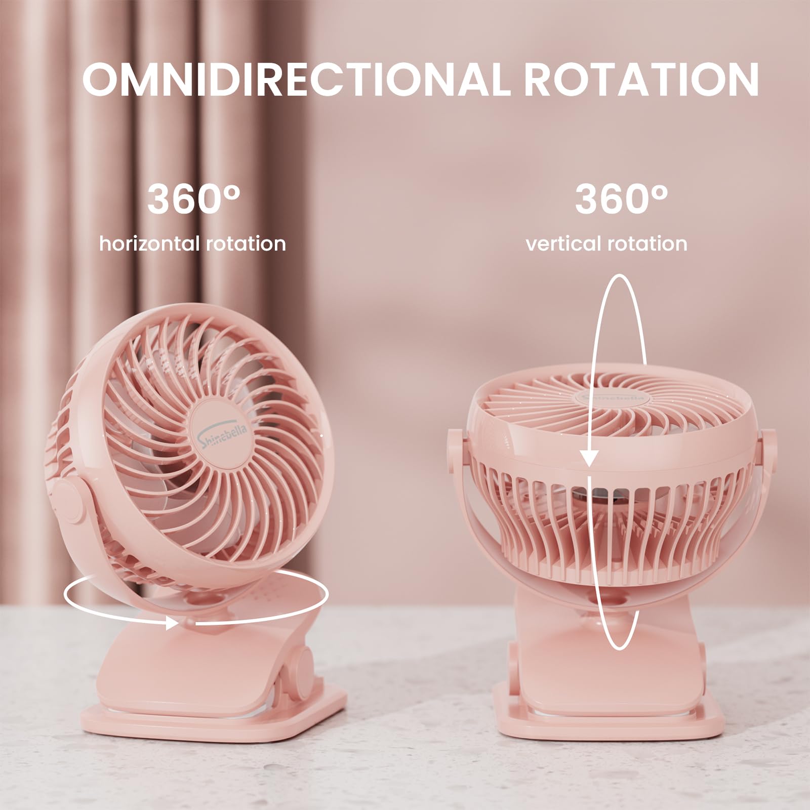 Ventilatore a clip alimentato a batteria AA con 4 velocità, piccolo ventilatore da scrivania da 12,7 cm con funzione aroma, alimentazione USB, rotazione a 360°, ultra silenzioso, per carrello da golf