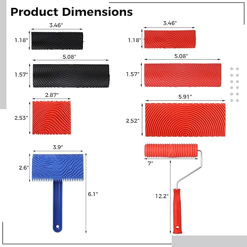 Miniatura 3 de 8 herramientas de granulado de madera, juego de herramientas de pintura de grano de madera, rodillo de pintura de grano de madera con asa,