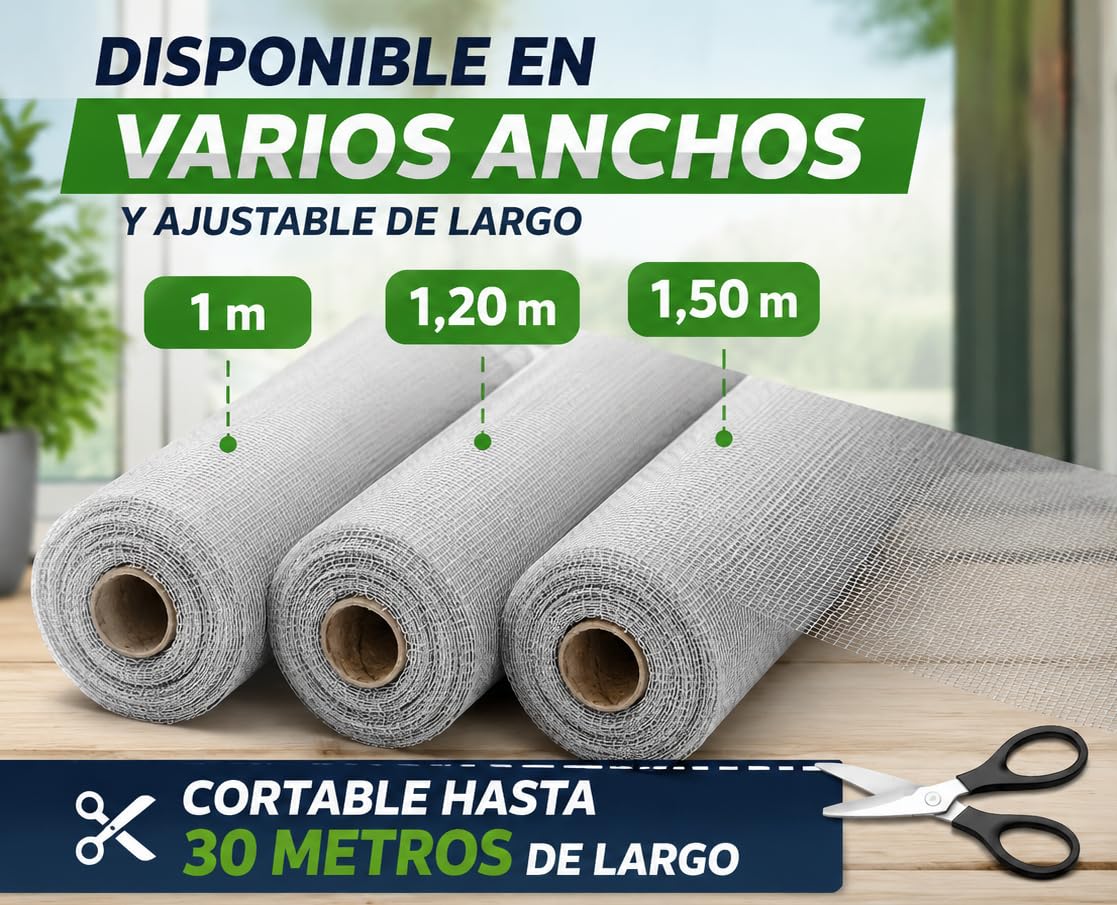 Tela Mosquitera para Puerta y Ventana, Malla mosquitera de Aluminio (150 x 1000 cm)