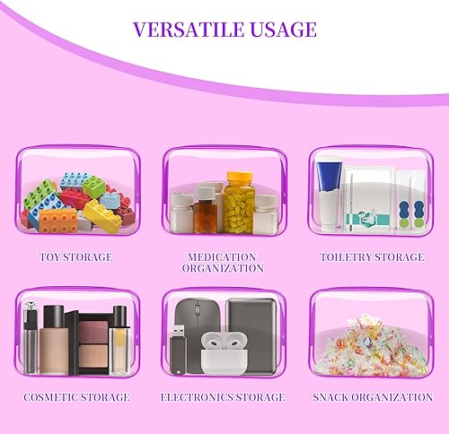 Miniatura 9 de TISRATOK 12 bolsas de aseo transparentes para mujeres y hombres bolsa de cosméticos transparente para organizador de maquillaje de viaje bolsa