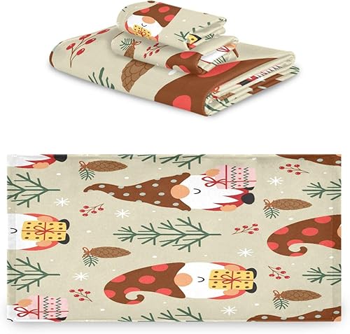 Miniatura 2 de Juego de 3 toallas de gnomo de Navidad, toallas suaves altamente absorbentes con toalla de baño, toalla de mano y toalla para baño, hotel, gimnasio,