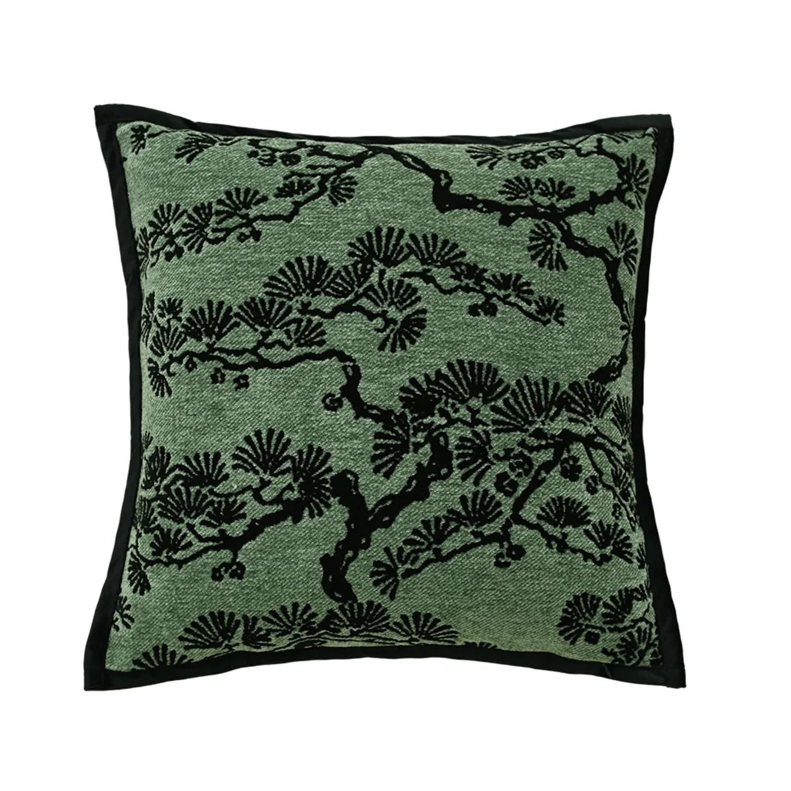IUVYTA Chenille Pillow Covers Green Cushion Cover 45x45cm Chenille Jacquard Plush Throw Pillow Decoration Ethnic Living(Black pine)