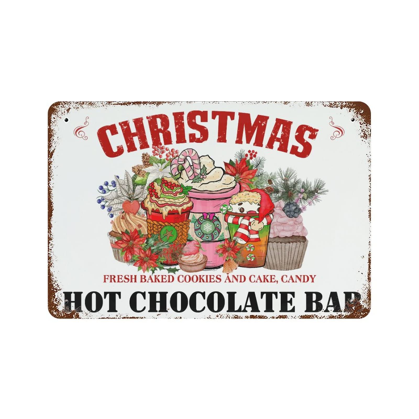 Panneau Hot Cocoa de Noël vintage pour décoration de pelouse extérieure