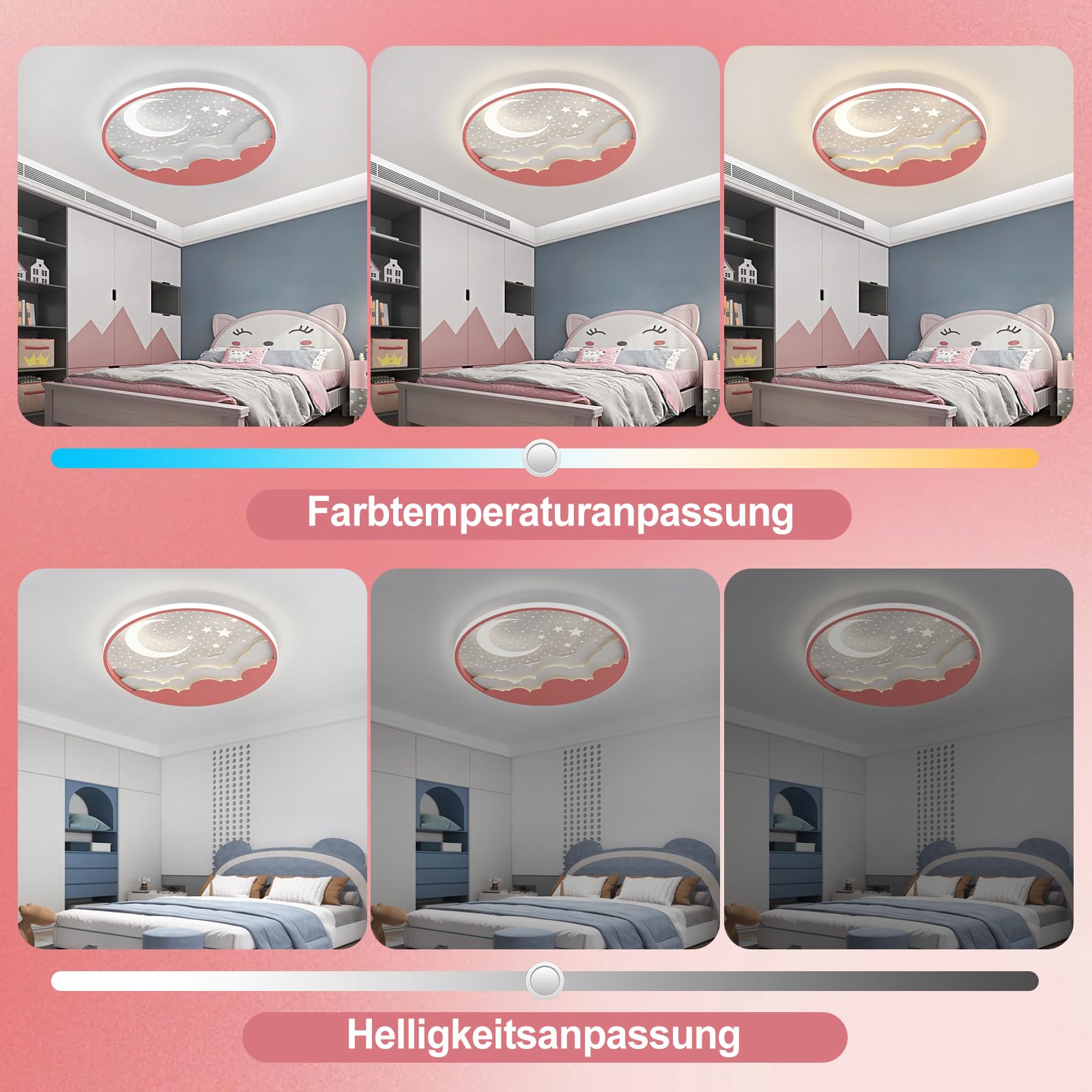 YZBEIMDAI Lampada da soffitto a LED per bambini, 50cm Stella Luna Plafoniera Cameretta Bambini Dimmerabile con Telecomando APP, 3000-6000K, Per Ragazzi Ragazze Cameretta