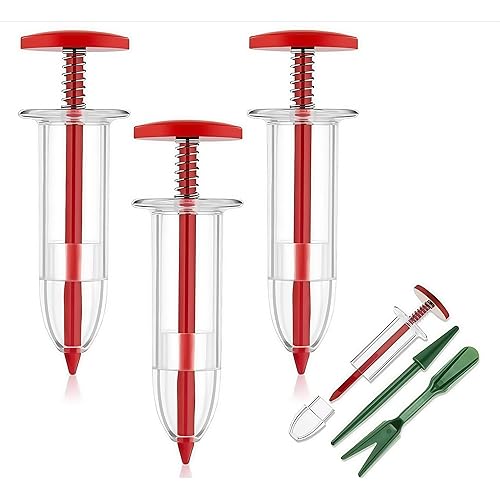 4 PCS Upgraded Mini Sowing Seed Dispenser Sower Small Seed Spreader and 2 Transplanting Tools Mini Hand Spreader Garden Seed Planter Gardening Tool. for Carrot, Lettuce, Grass and Spinach etc. ﻿