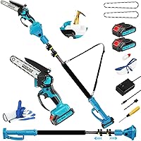 SOUSKY 2-in-1 6 Inch Cordless Mini Chainsaw & 9.5FT Electric Pole Saw, 21V with 2 Batteries, Auto-Oil for Tree Trimming & Pruning