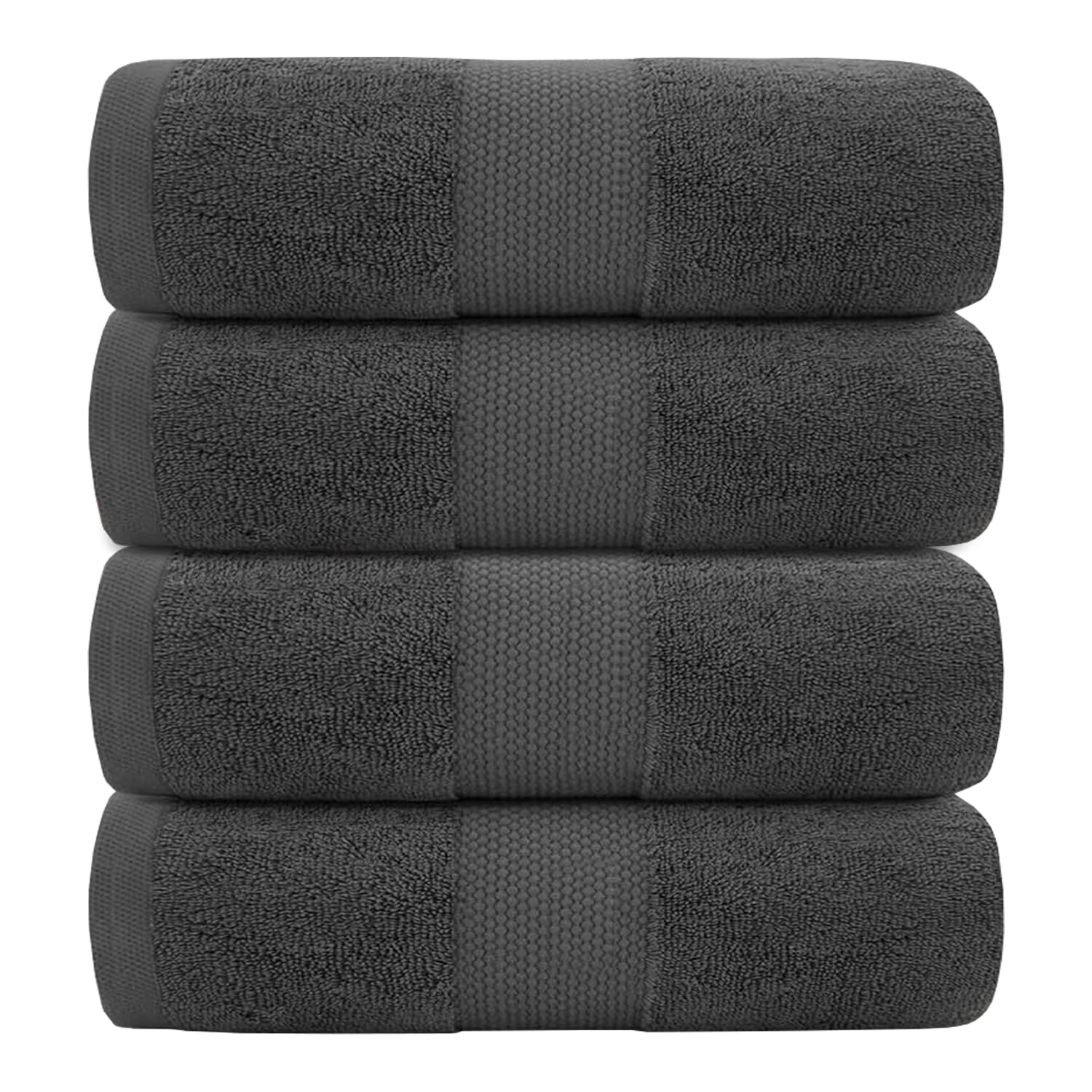 Hieftan Bath Towels Set Pack Of 4 Premium 100% cotton Quick Dry 500 GSM Highly Absorbent Soft Feel Towe For Home, Spa & Hotels (Charcoal)