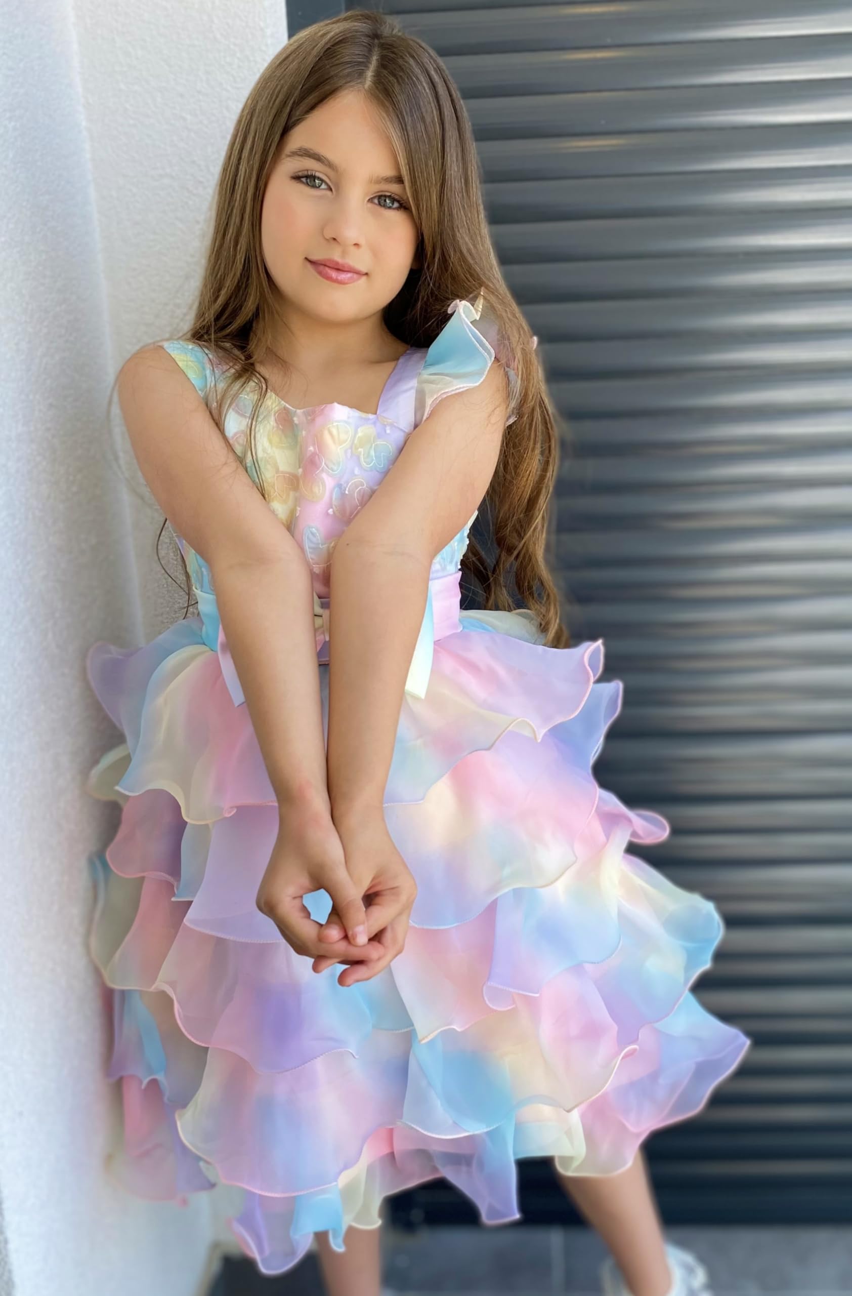 Miipat Niña Vestidos de un Hombro con Lentejuelas Princesa Sin Mangas Vestido de Dama de Honor de Boda Vestido de Tul para Fiesta