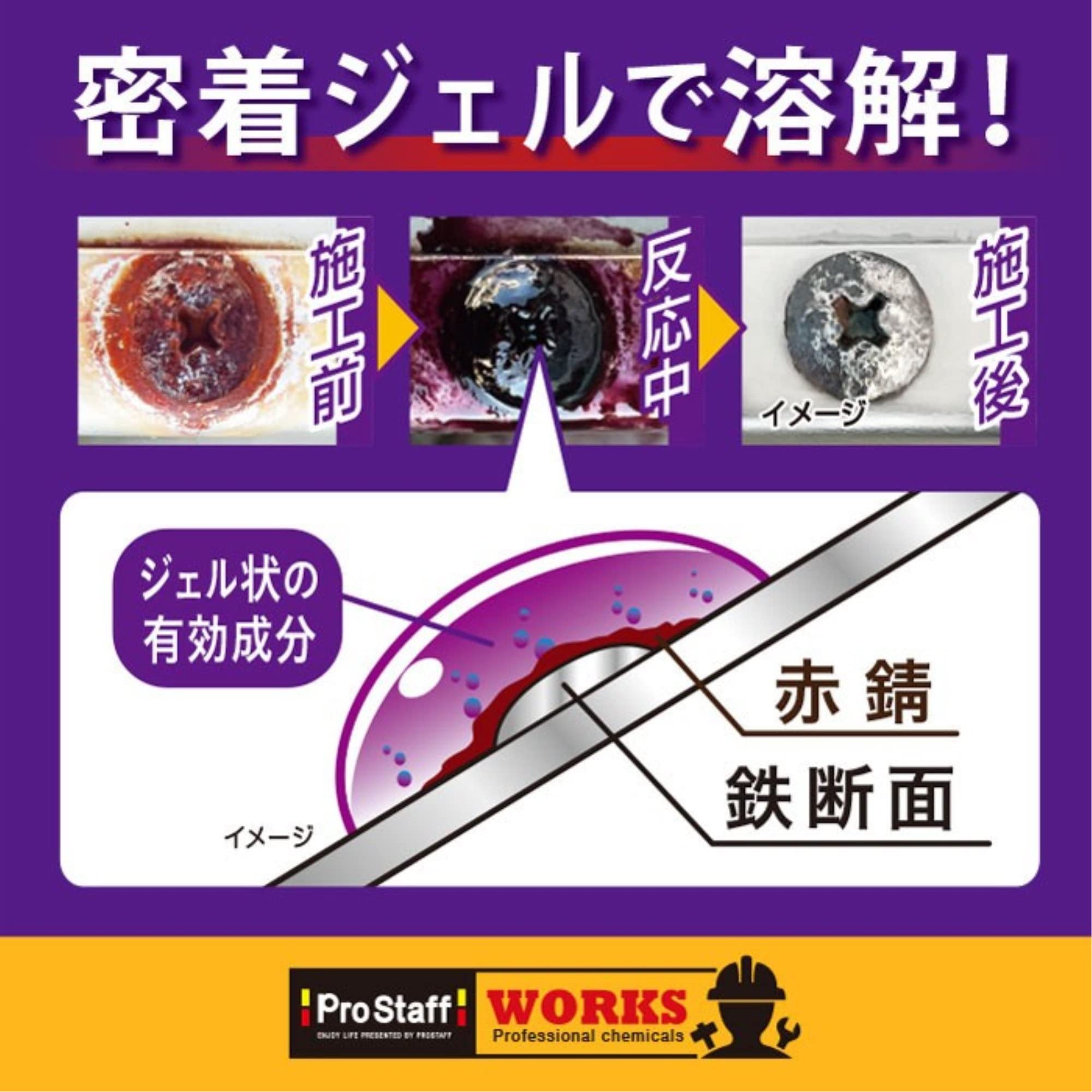 プロスタッフ2本 Amazon.co.jp: プロスタッフ 錆取りジェルスプレー 400ml WORKS 密着