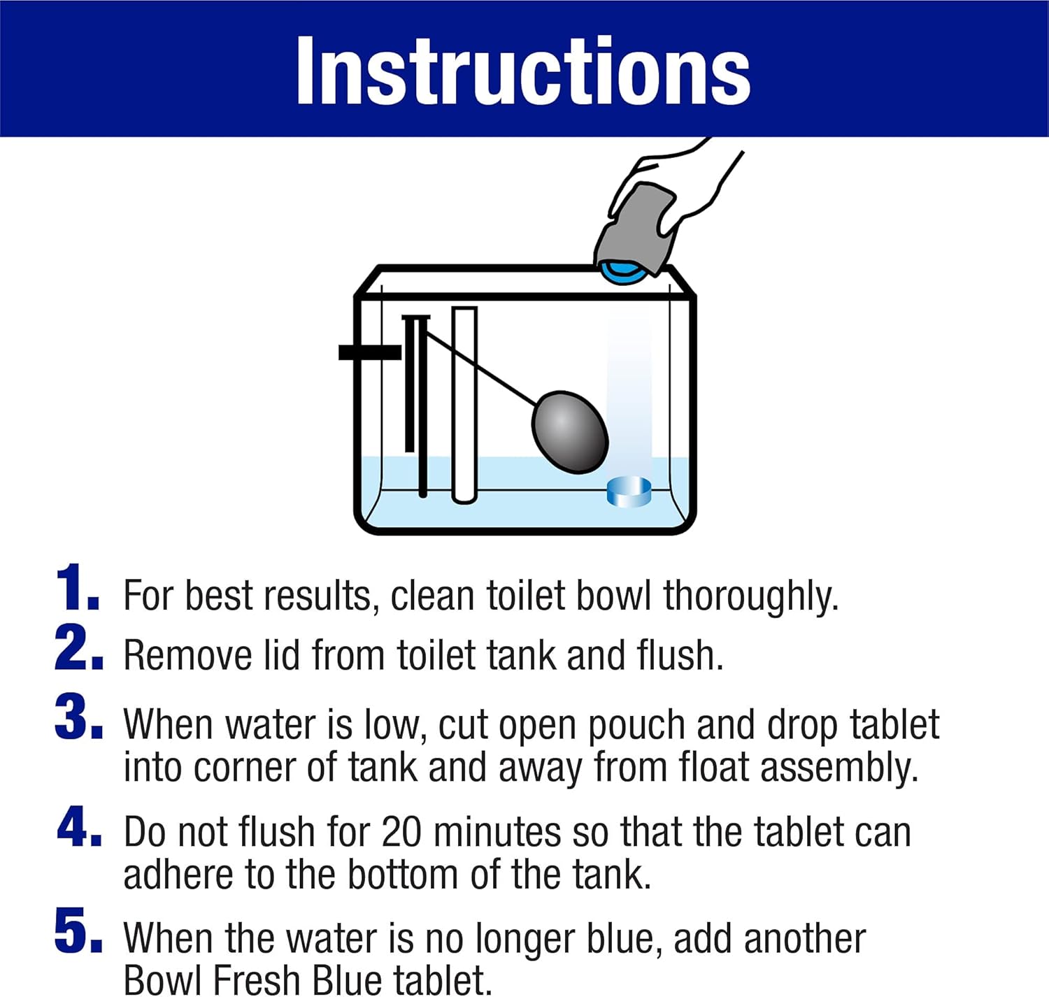 Bowl Fresh Blue plus Borax Automatic Toilet Bowl Cleaner Tablets, Toilet Freshener Tablets with Borax, 2 Count (Pack of 10)