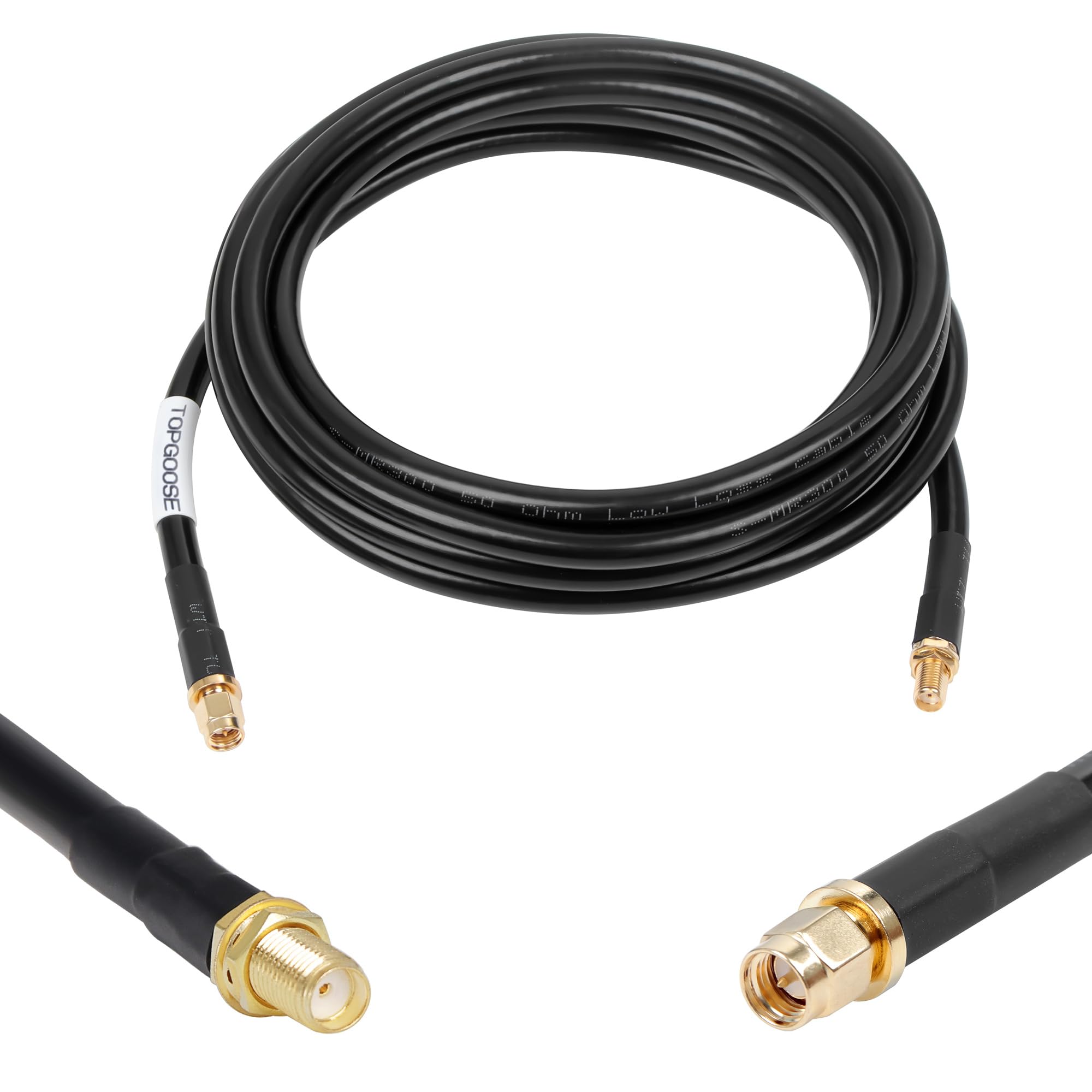 TOPGOOSE 10ft SMA Female to SMA Male S-MR300 Pure Copper Cable, Low Loss Extension Coaxial - Antenna Lead Extender for 4G LTE, 5G Modems/Routers, Ham Radio, ADS-B, & GPS (50 Ohm Not for TV)