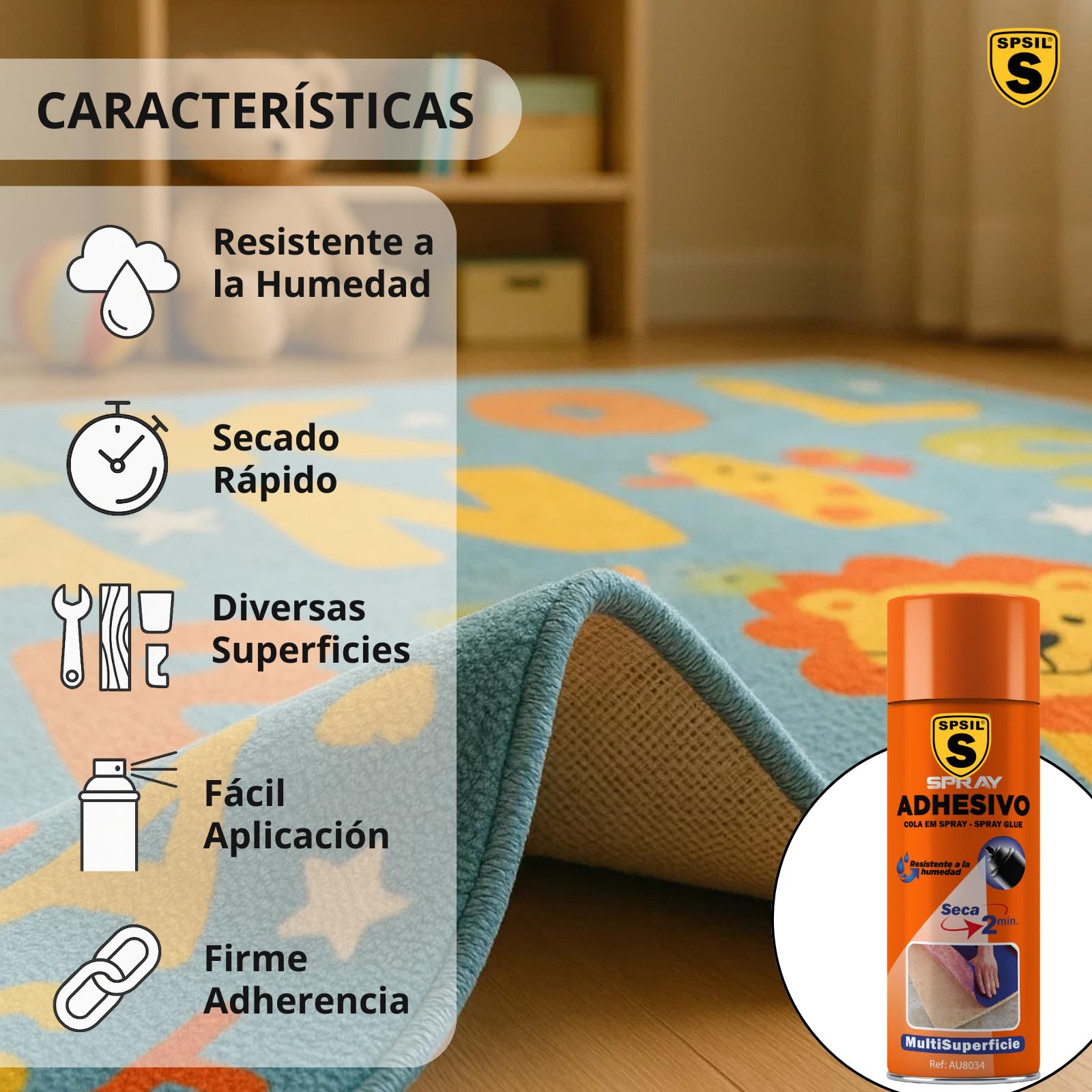 SPSIL Adhesivo en Spray 400ml - Aplicación fácil y precisa - Resistente a la humedad - Adhesión fuerte y duradera (400 Mililitros)