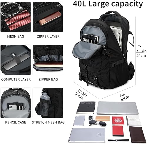 Miniatura 3 de Mochila de senderismo de 40 L, impermeable, ligera, para viajes, deportes, camping, para hombres y mujeres