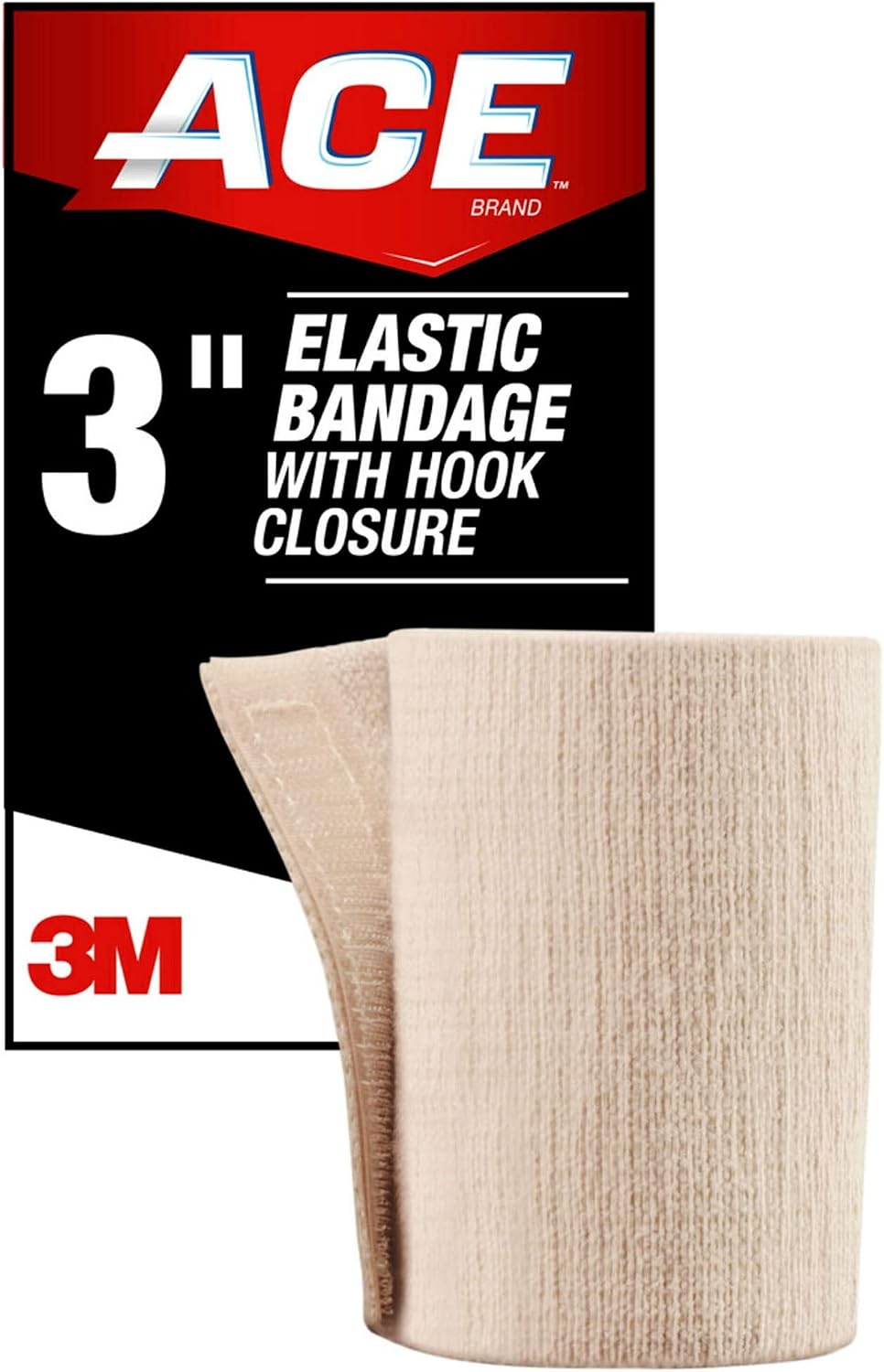 ACE 3" Elastic Bandage Wrap with Hook Closure, Beige, 2 Count
