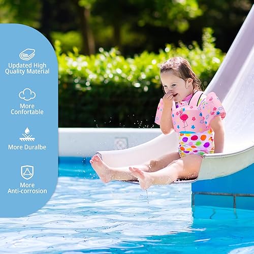 Miniatura 5 de Chaleco de natación para niños para aprender a nadar, chaleco de natación plegable para niños de 22 a 66 libras  niñas, mar, playa, piscina