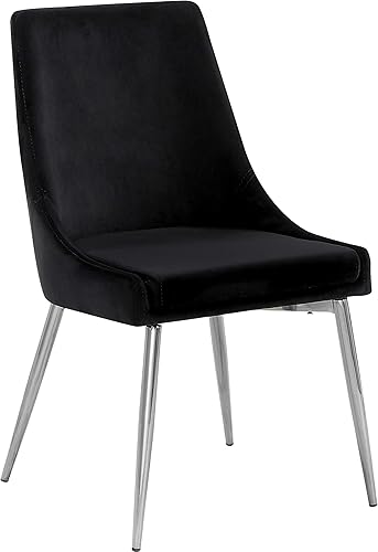 Miniatura 35 de Meridian Furniture Karina Collection Modern - Silla de comedor contemporánea tapizada de terciopelo con patas de metal resistentes. Gris,Negro