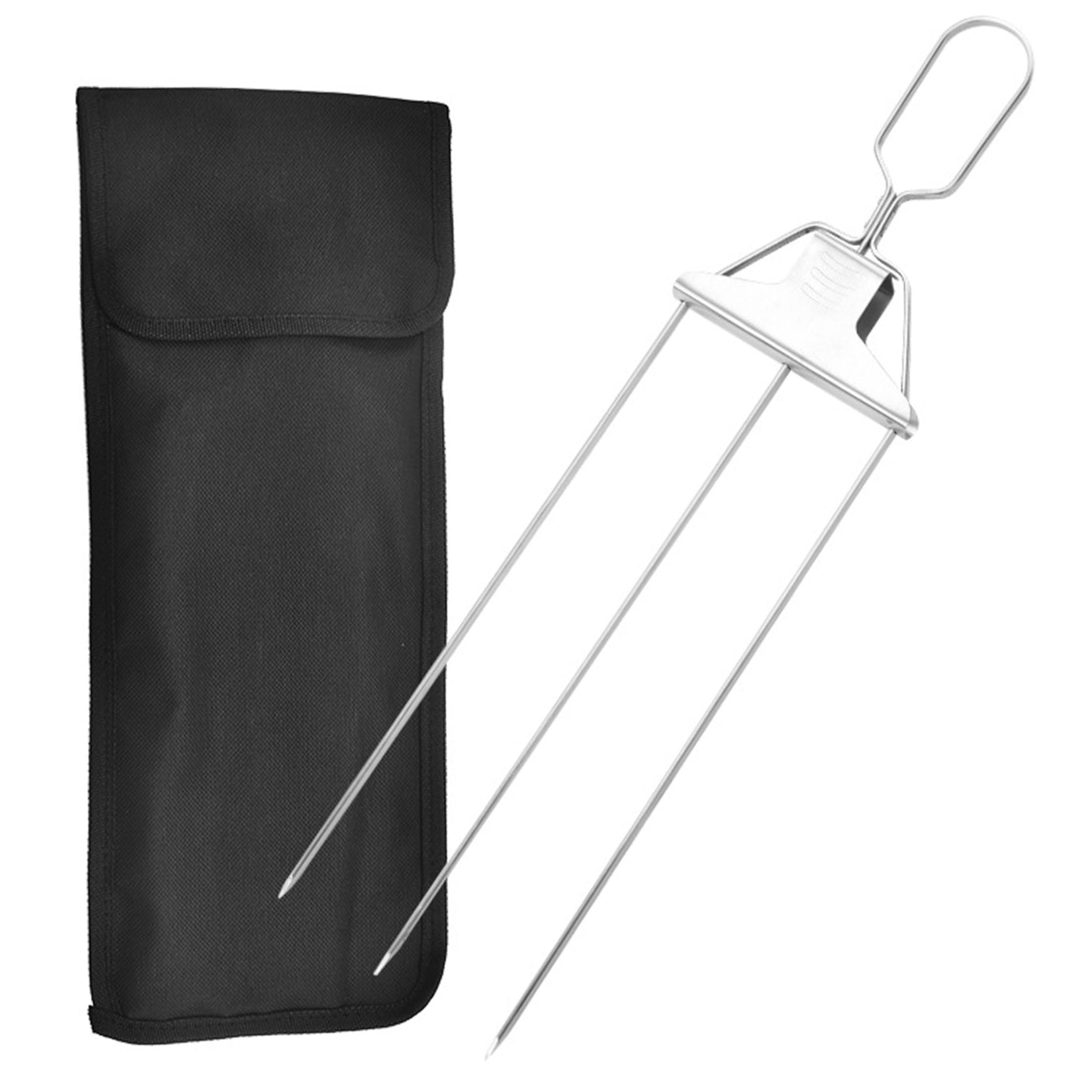 Gemuseeee Stainless Steel 3-Way Metal Skewers for Kabobs Reusable Grill Tool with Oxford Bag - Black