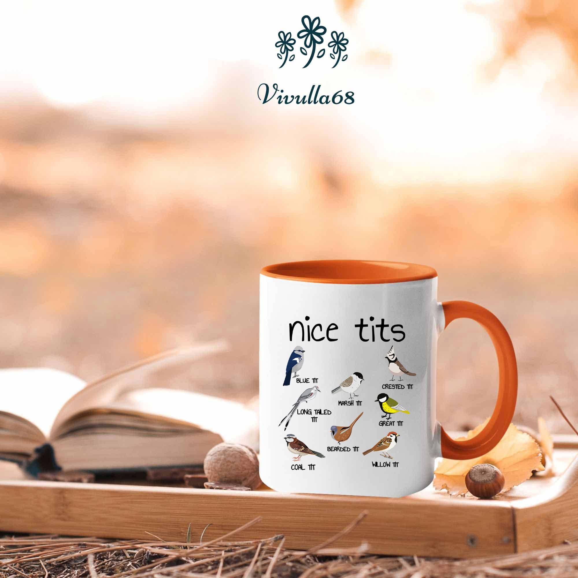 Vivulla68 15oz Nice Tits Coffee Mug - Funny Bird Watching Mug, Birthday Gift for Father & Friends