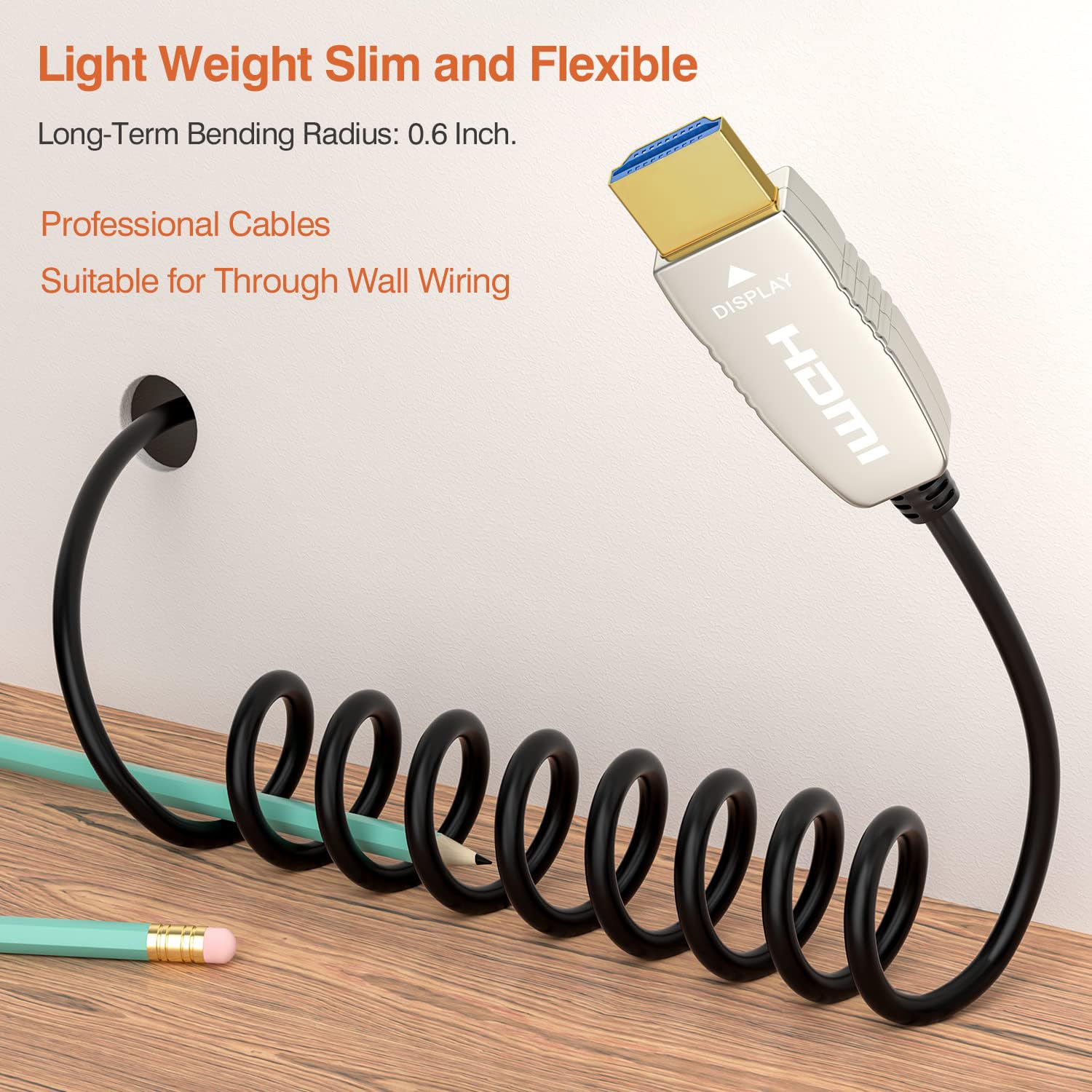 RUIPRO Fiber Optic Cable 4K HDMI 15 m 18Gbps 4K@60Hz ARC HDR10 HDMI Cable 2.0b Flexible Ultra Slim - 5