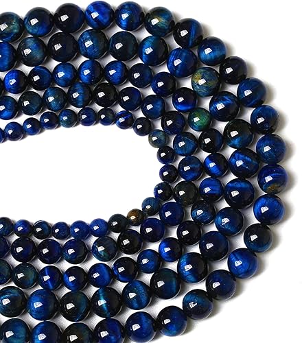Miniatura 3 de 36 cuentas de piedra natural de ojo de tigre azul de lapislázuli de 0.394 pulgadas para hacer joyas y pulseras