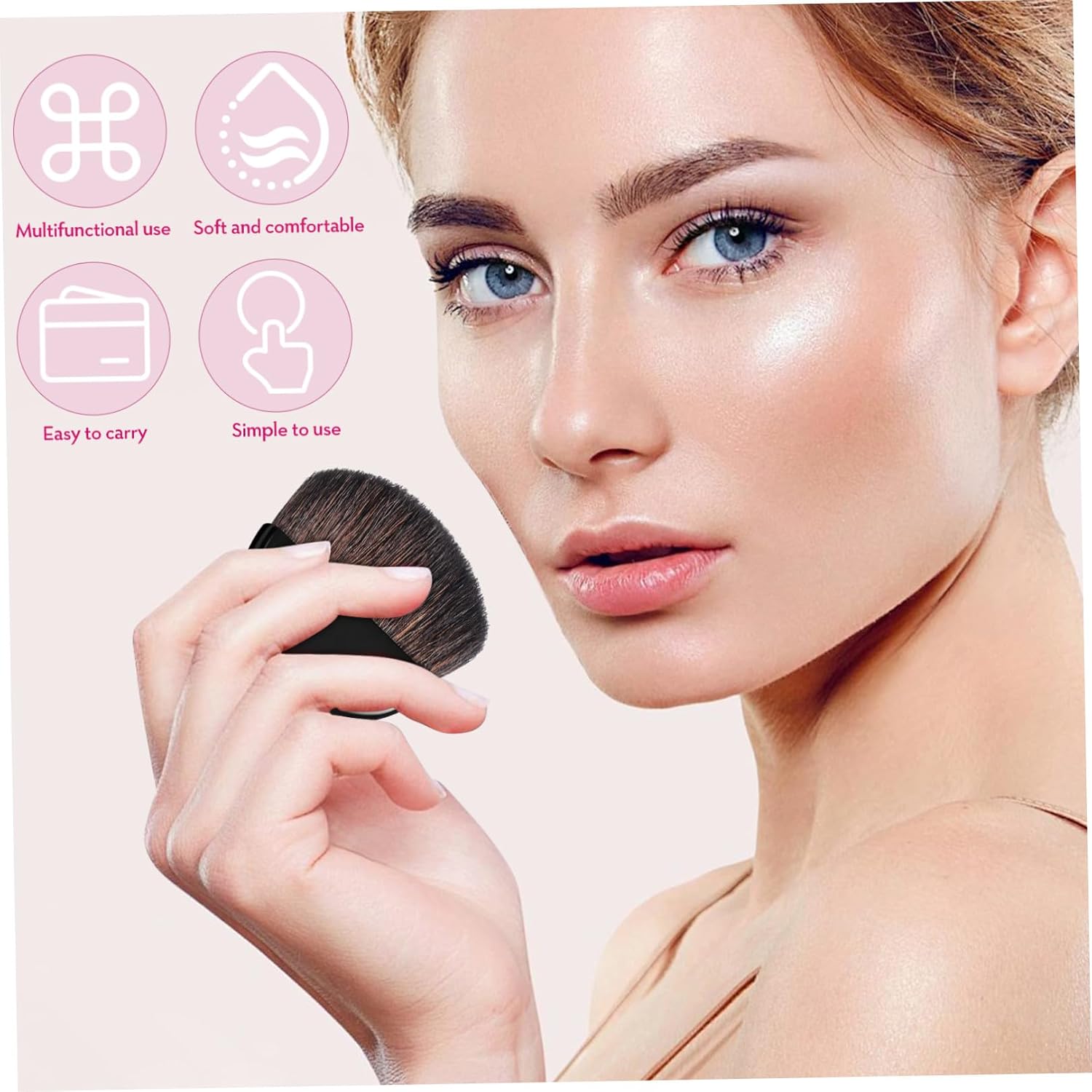 Compact Travel Makeup Brush Multi-functional Powder Blush and Contour Brush for Women for Easy Carrying and Quick Even Application for Any Occasion