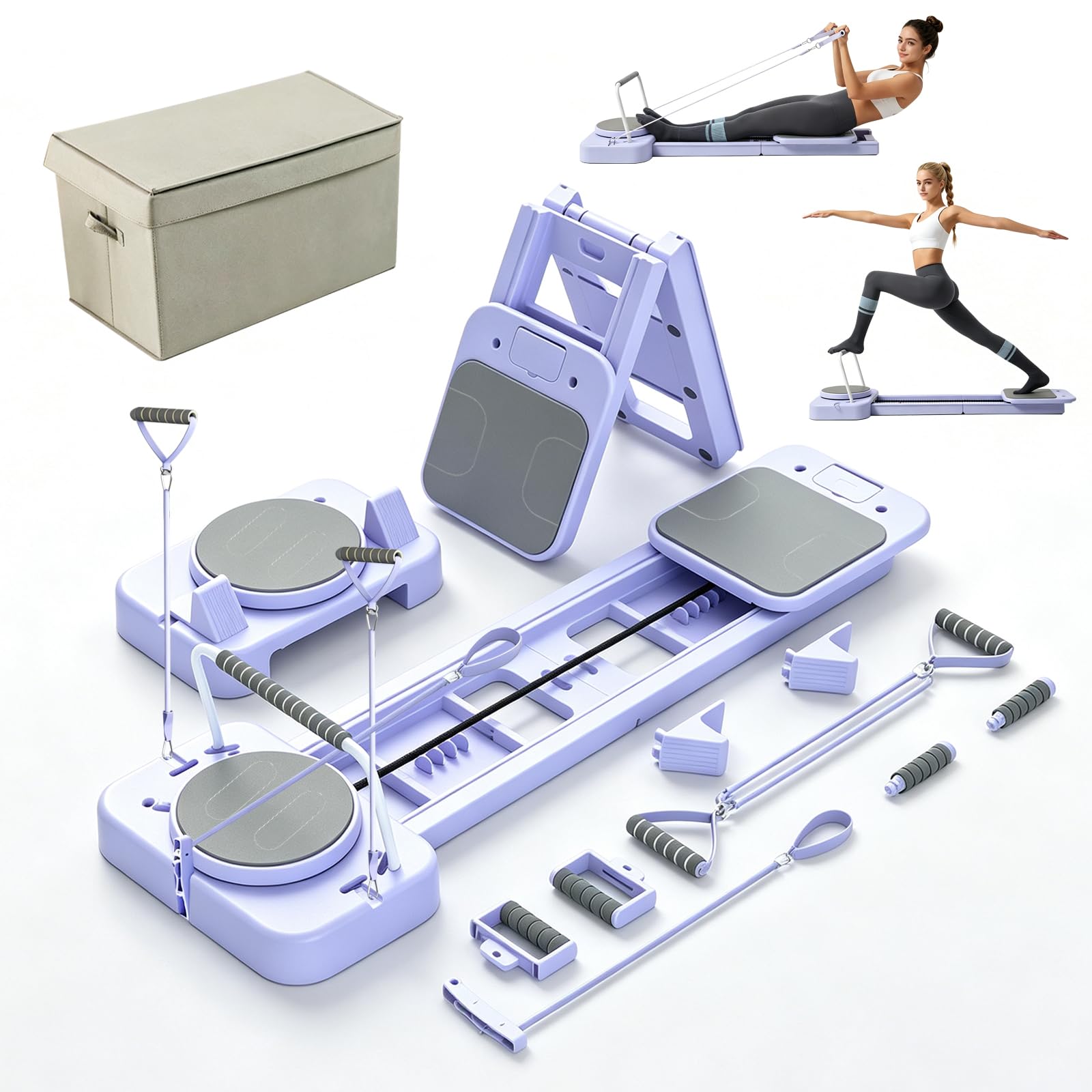 Tabla de pilates para el hogar, tabla reformadora de pilates con caja de