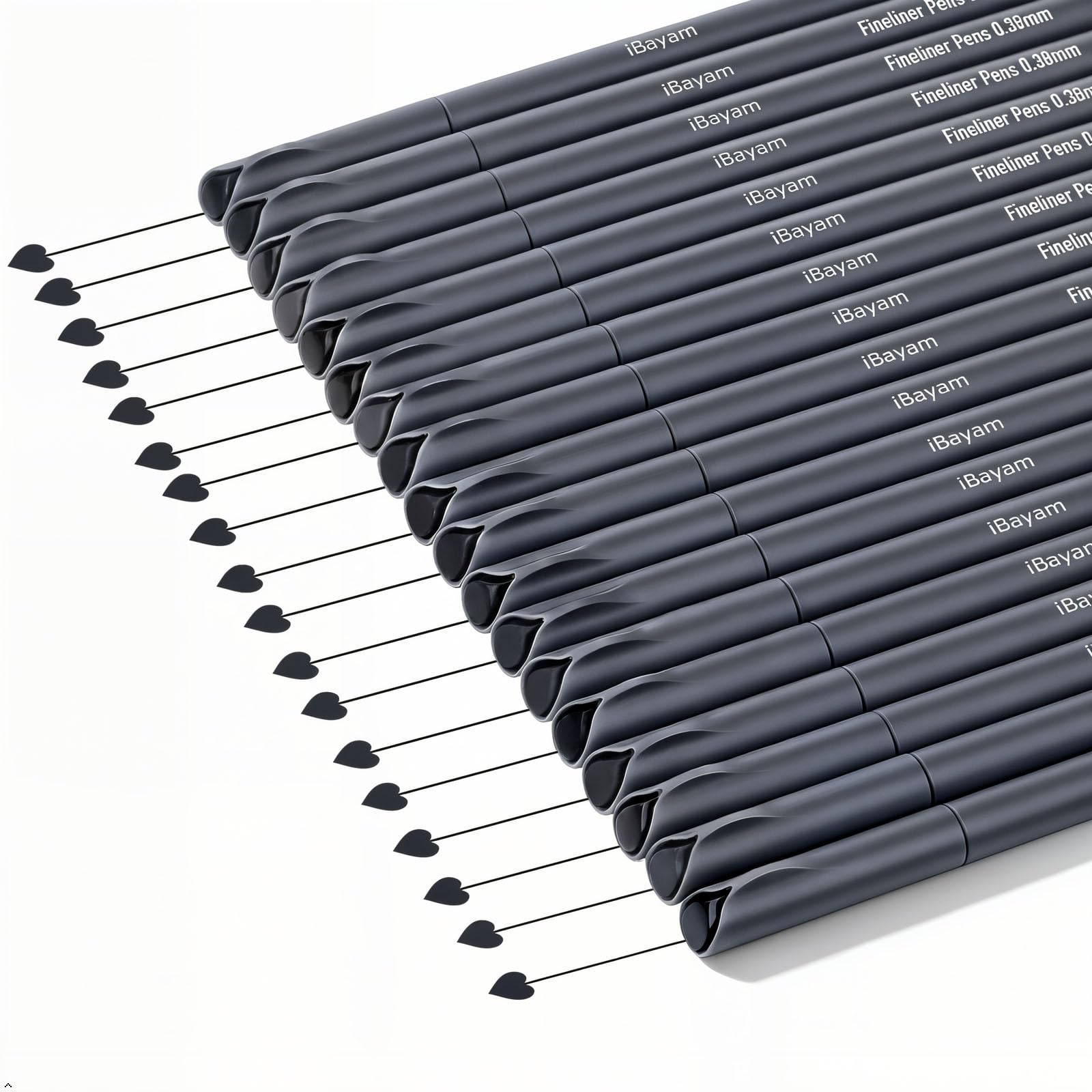 iBayam 18-Pack Fine Point Pens 0.38mm, Journaling Markers, Mars Black | Superfine 0.38mm…