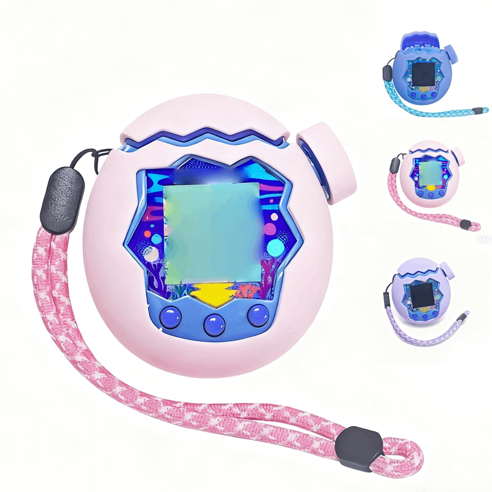 for Tamagotchi Paradise Case, Silicone Shell Cover with Lanyard & Keycap, Shockproof Full Protection for Tamagotchi Paradise Electronic Pet (pink 1pcs)