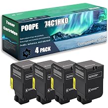 74C1HK0 74C1HC0 74C1HM0 74C1HY0 Toner Cartridge Compatible for Lexmark CS720 CS720de CS720dte CS725 CS725de CS725dte CX725de CX725dte Printers, Replacement 4 Pack Black