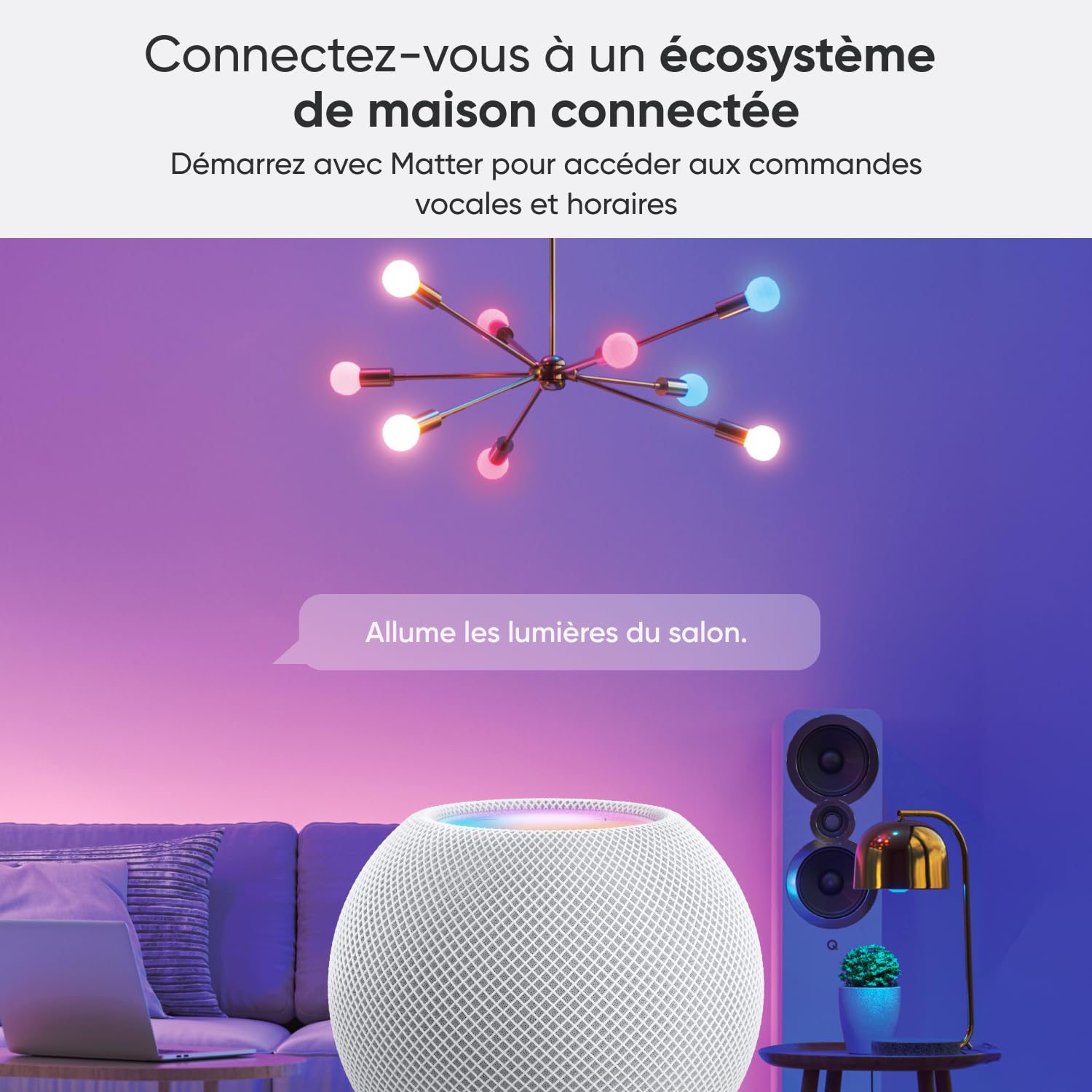 Nanoleaf Matter Essentials żarówki WLAN E27, 4 inteligentne lampy LED RGBW – 16 mln kolorów, indywidualne harmonogramy, sterowanie za pomocą aplikacji i głosu (kompatybilne z Alexa, Apple i Google