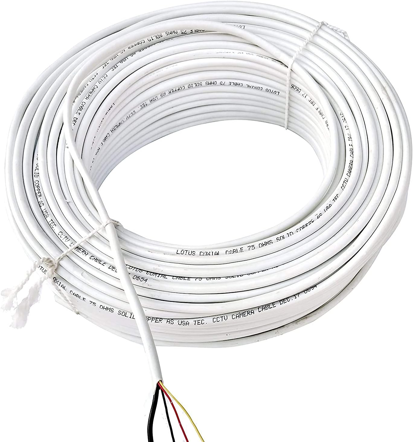 Sr Vision Cctv Camera Cable All-In-One Bnc Video And Power Cable Wire Cord For Cctv Camera 60 Meter - White