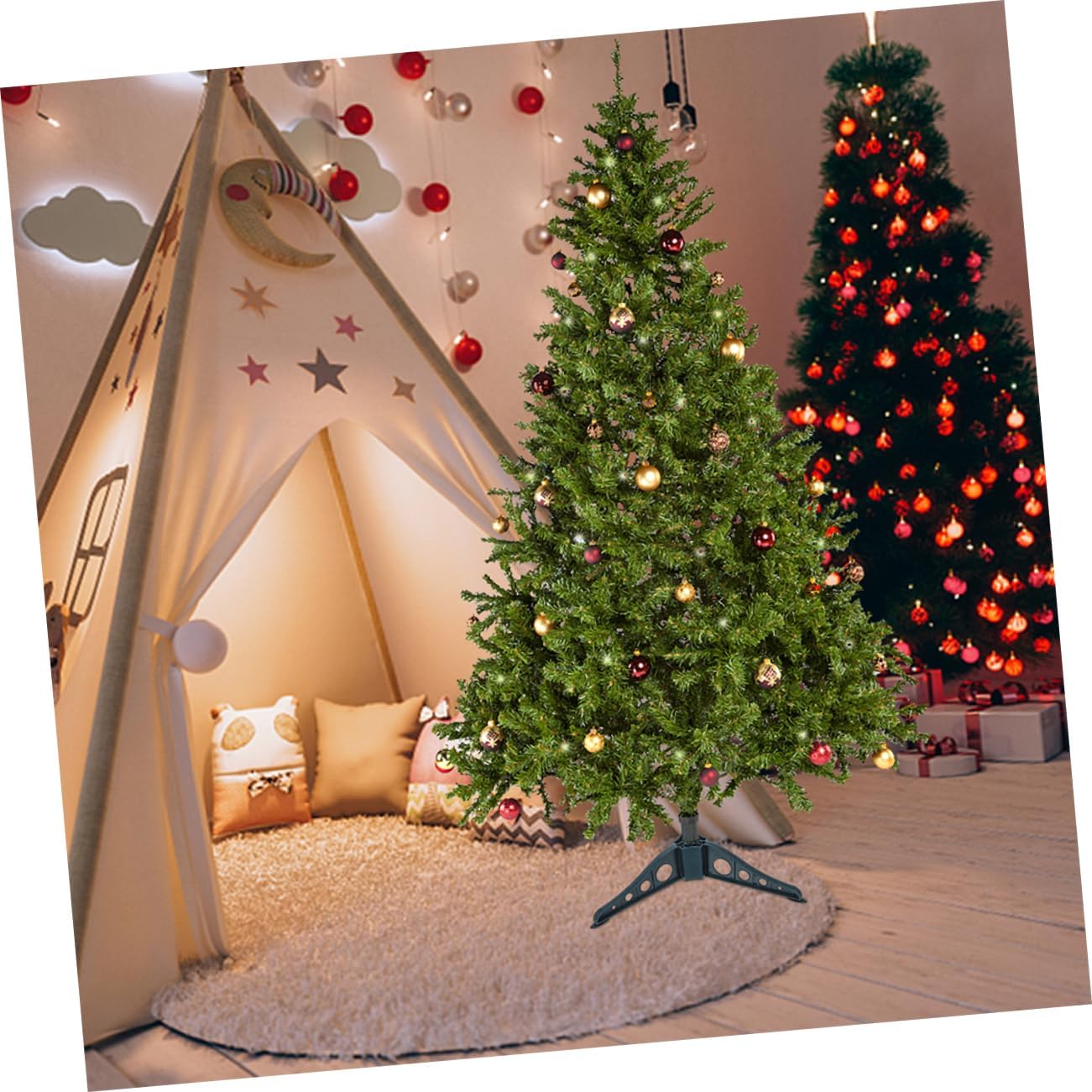 PRETYZOOM 4pcs Sturdy Christmas Tree Stand Bracket for Artificial Trees Easy Assembly Support Base for Holiday Decor Stable Xmas Holder Elegant Design