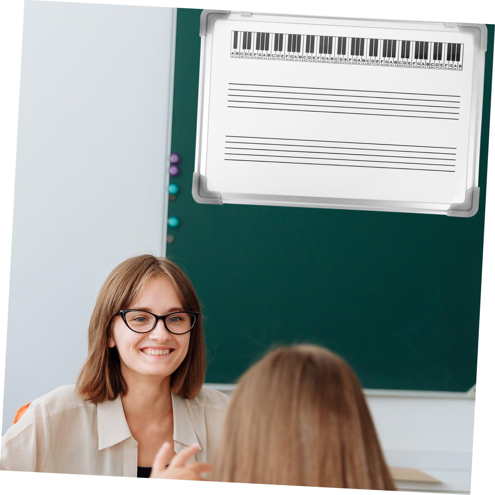 Housoutil Pizarra para Pentagramas Musicales de Doble Cara, Ligera y Suave, Adecuada para Educación Musical y Estudiantes en Instituciones de Formación