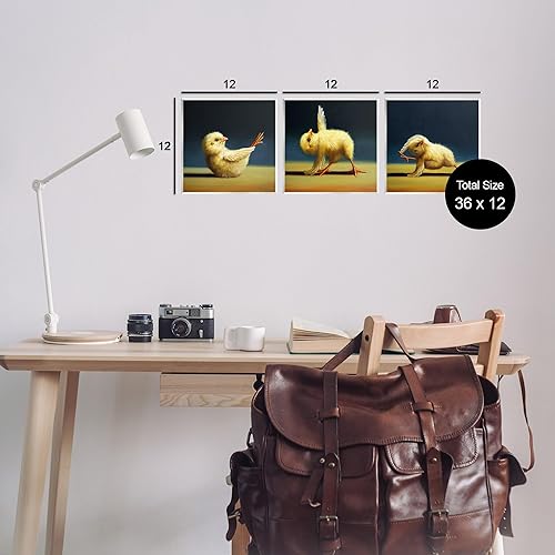 Miniatura 3 de Stupell Industries Yoga Chick Trio Painting Funny Farm Animals Stretching, placa de pared con diseño de Lucia Heffernan, 12 x 12 pulgadas, color