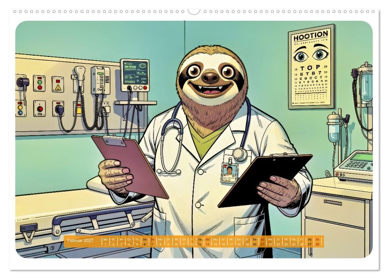 Lustiges Faultier im Beruf - Comic (hochwertiger Premium Wandkalender 2027 DIN A2 quer), Kunstdruck in Hochglanz: Das Faultier hat einen Job. Niemand ... wie das passieren konnte. (CALVENDO Spass)