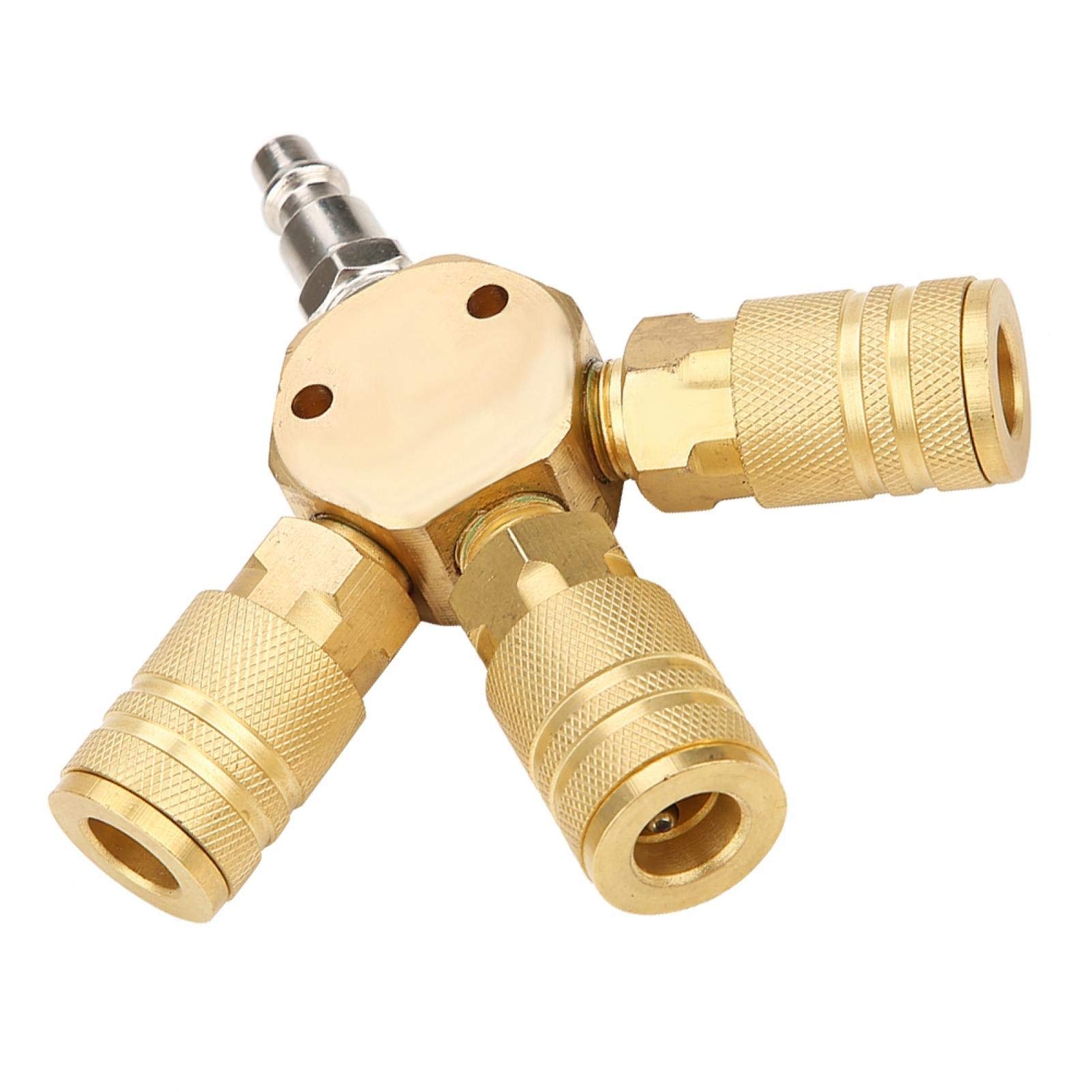 Pneumatic Connector, 1/4" Tee Connector Easy installation Gold T Shape Tube Connector, Air Pipes Polyurethane Pipes Pipe for Tube