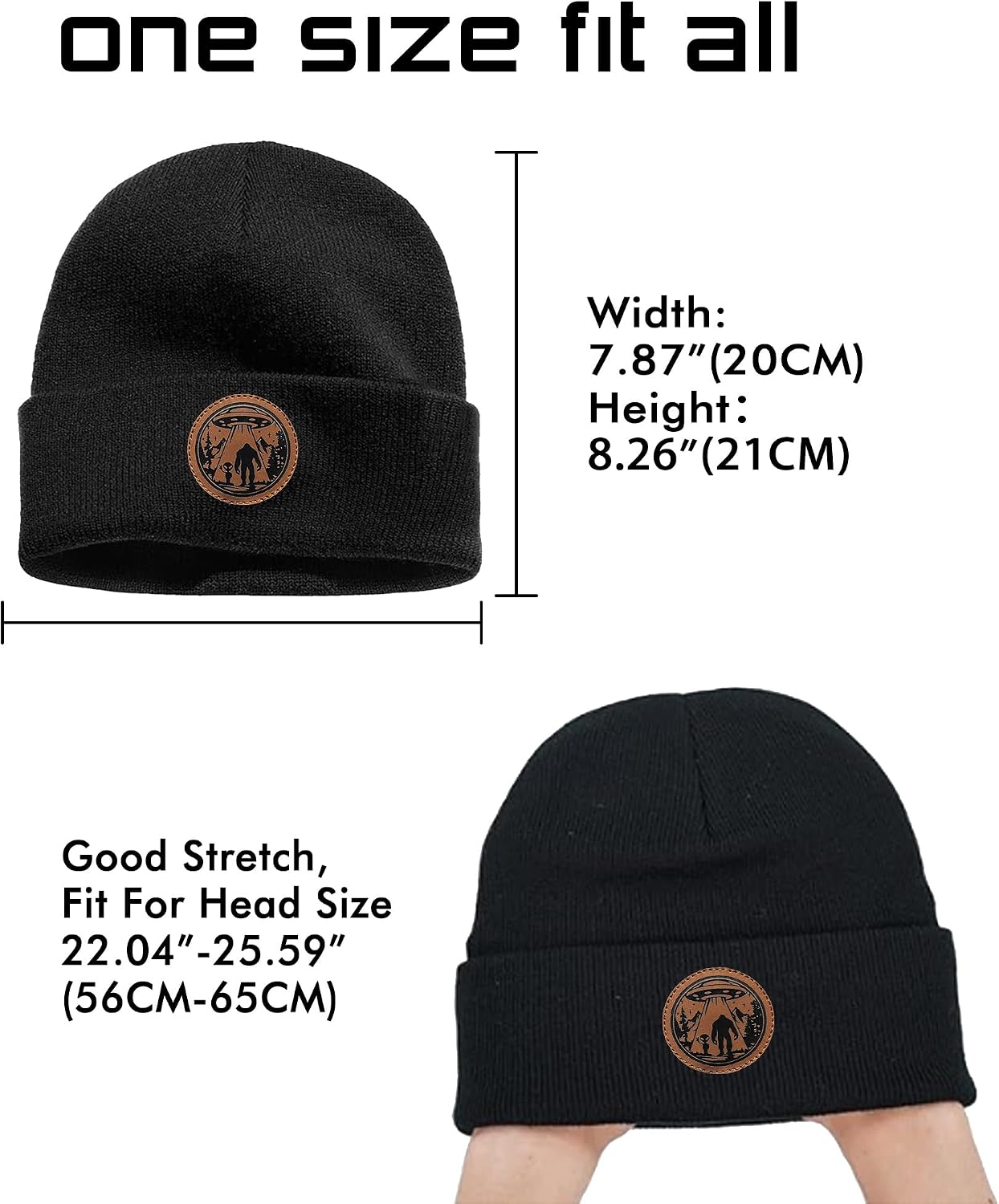 Bigfoot Beanie Hat - Sasquatch Hat - Winter Knit Cuffed Beanies Hats for Men & Women image 3