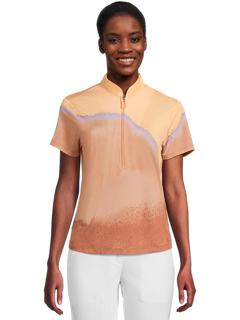Beige Jamie Sadock Landscape Print Short Sleeve Polo