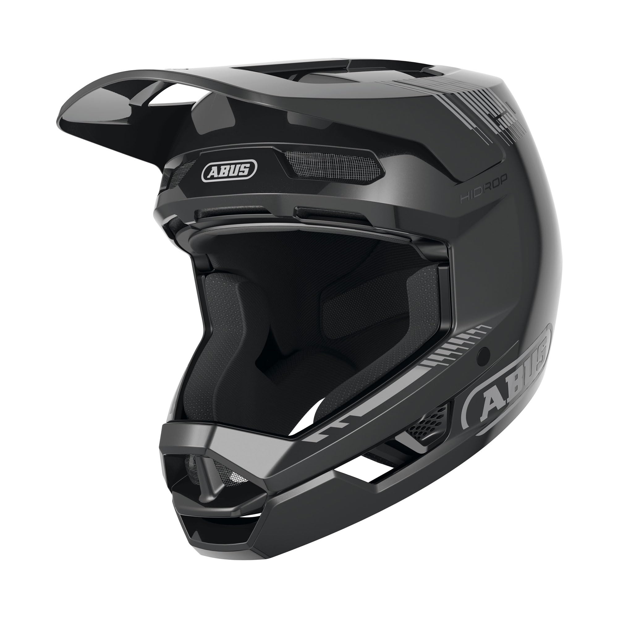 ABUS Casco Downhill HiDrop, Fullface, Muted Black, Talla L | Casco de bicicleta certificado ASTM con carcasa ABS para MTB, Downhill, Enduro y Bikepark, adultos y jóvenes