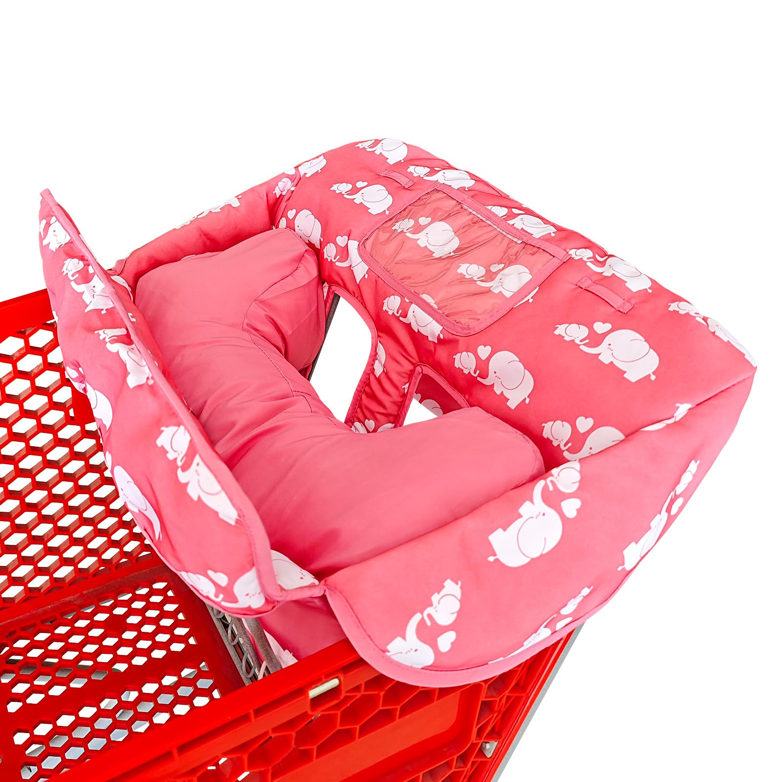 Love&go Soft Pillow Attached 2-in-1 Shopping Cart and High Chair Cover for Baby, Cotton Padded Cart Cover, Fold'n Roll Style, Portable with Carry Bag
